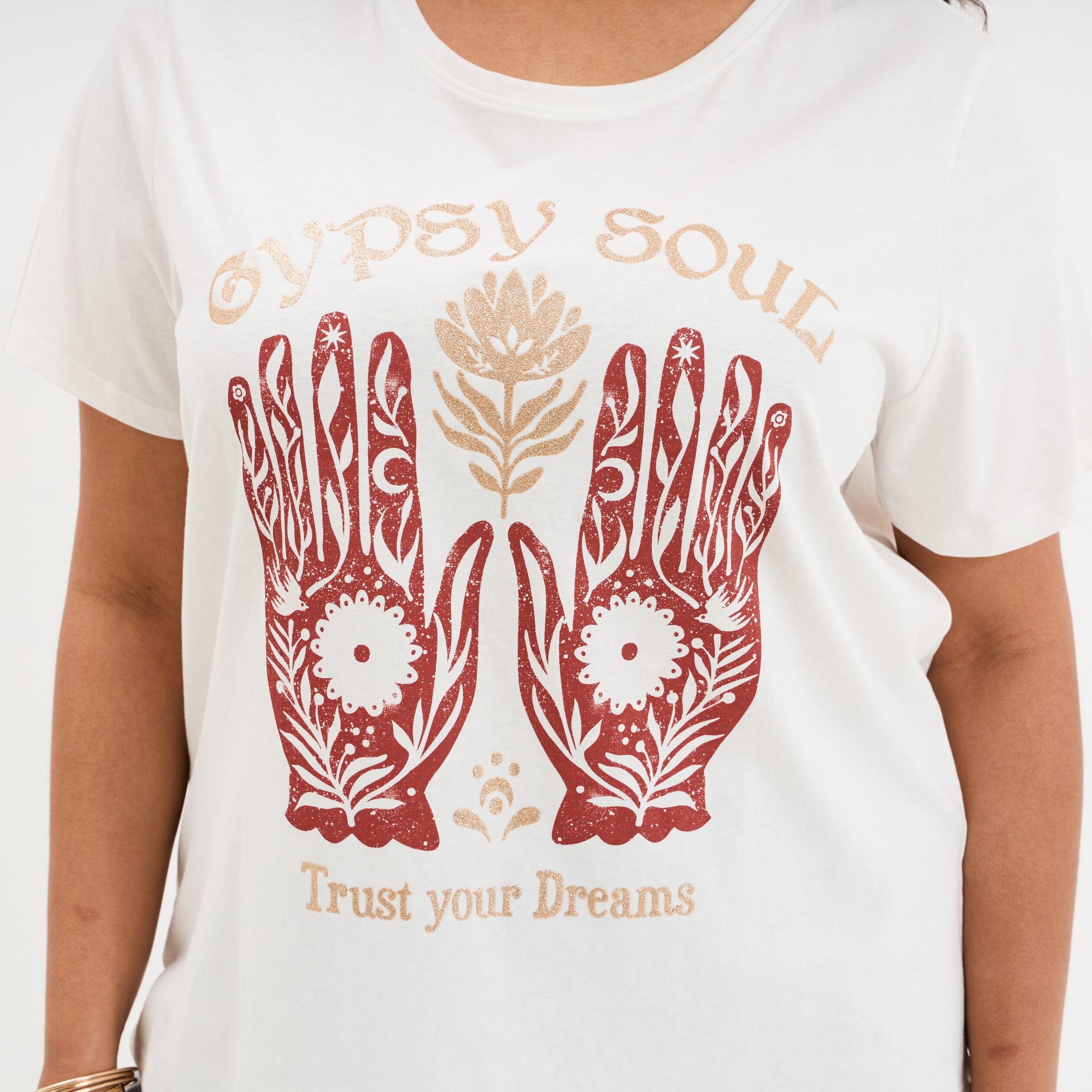 T-shirt manches courtes col rond coton blanc femme grande taille