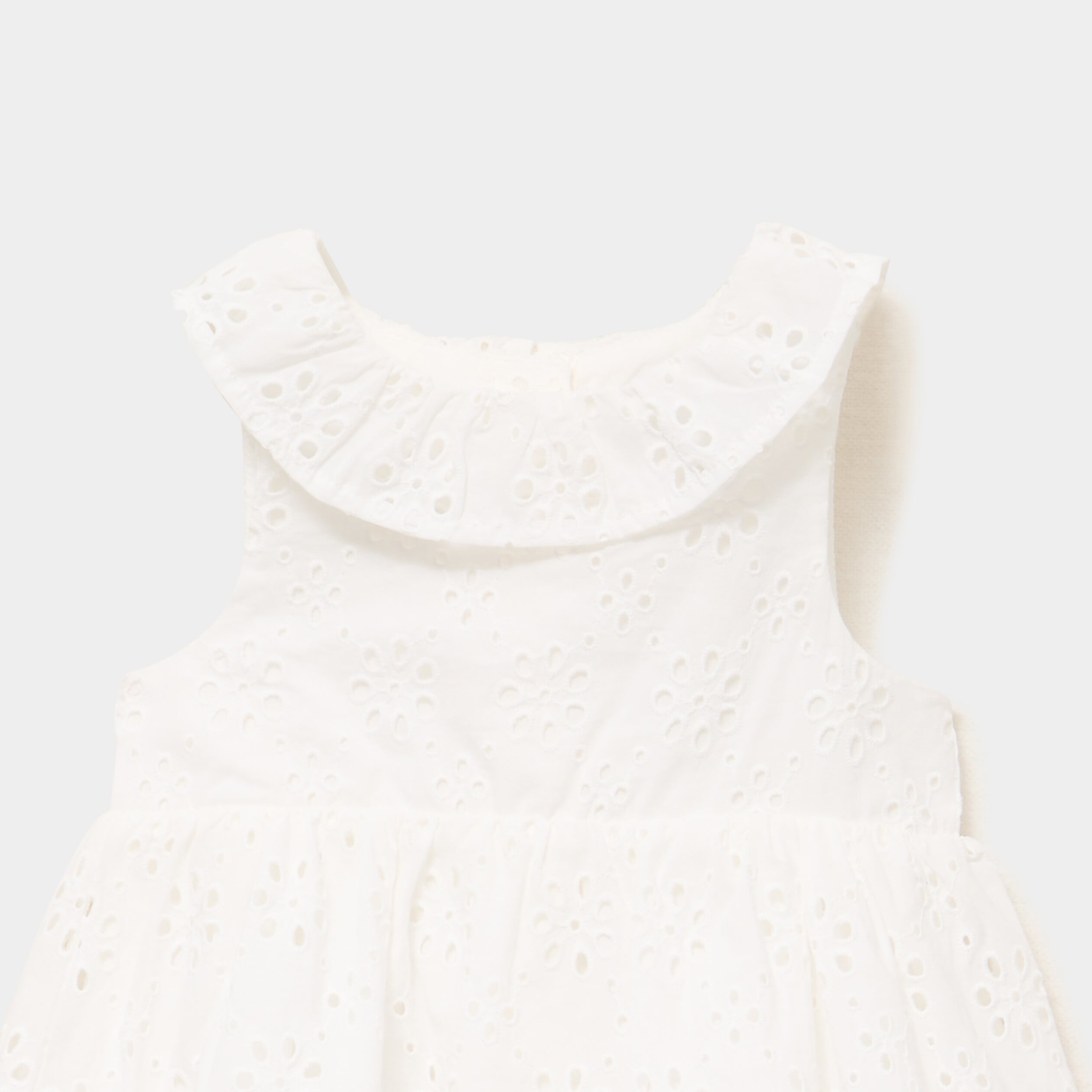 Robe &eacute;vas&eacute;e broderie anglaise coton blanc b&eacute;b&eacute; fille