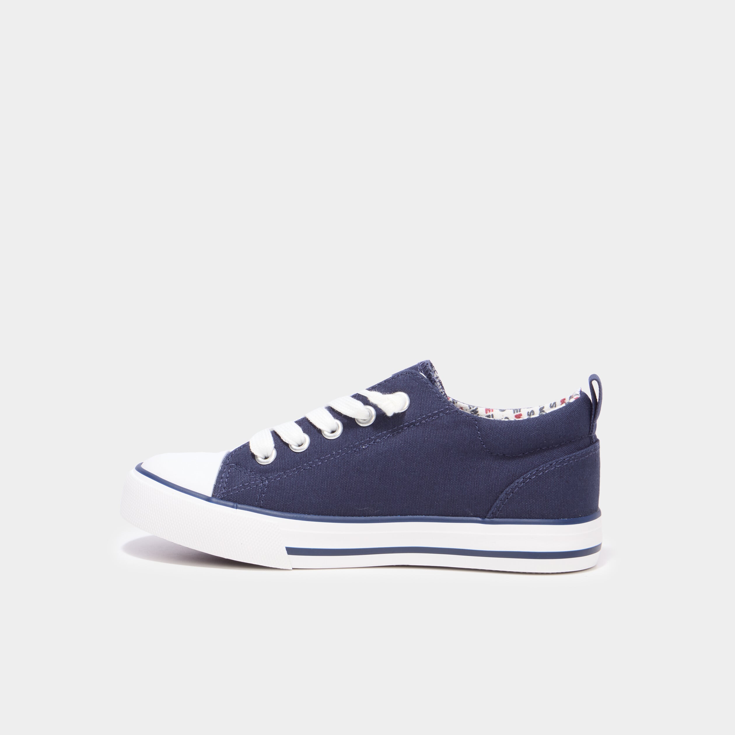 Tennis basses toile lacets bout renforc&eacute; bleu marine gar&ccedil;on