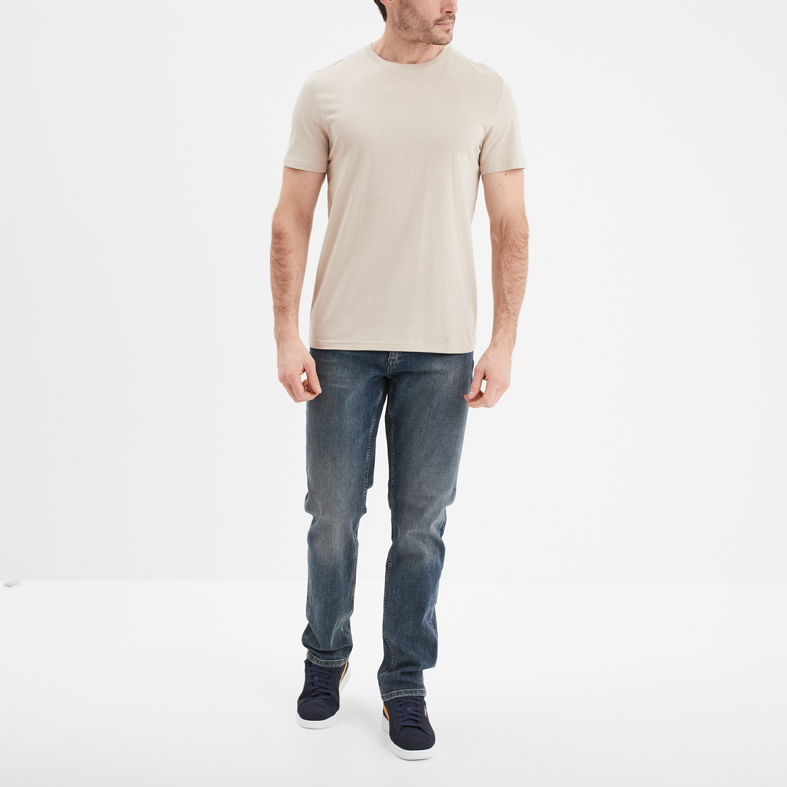 T-shirt droit en coton manches courtes gris clair homme