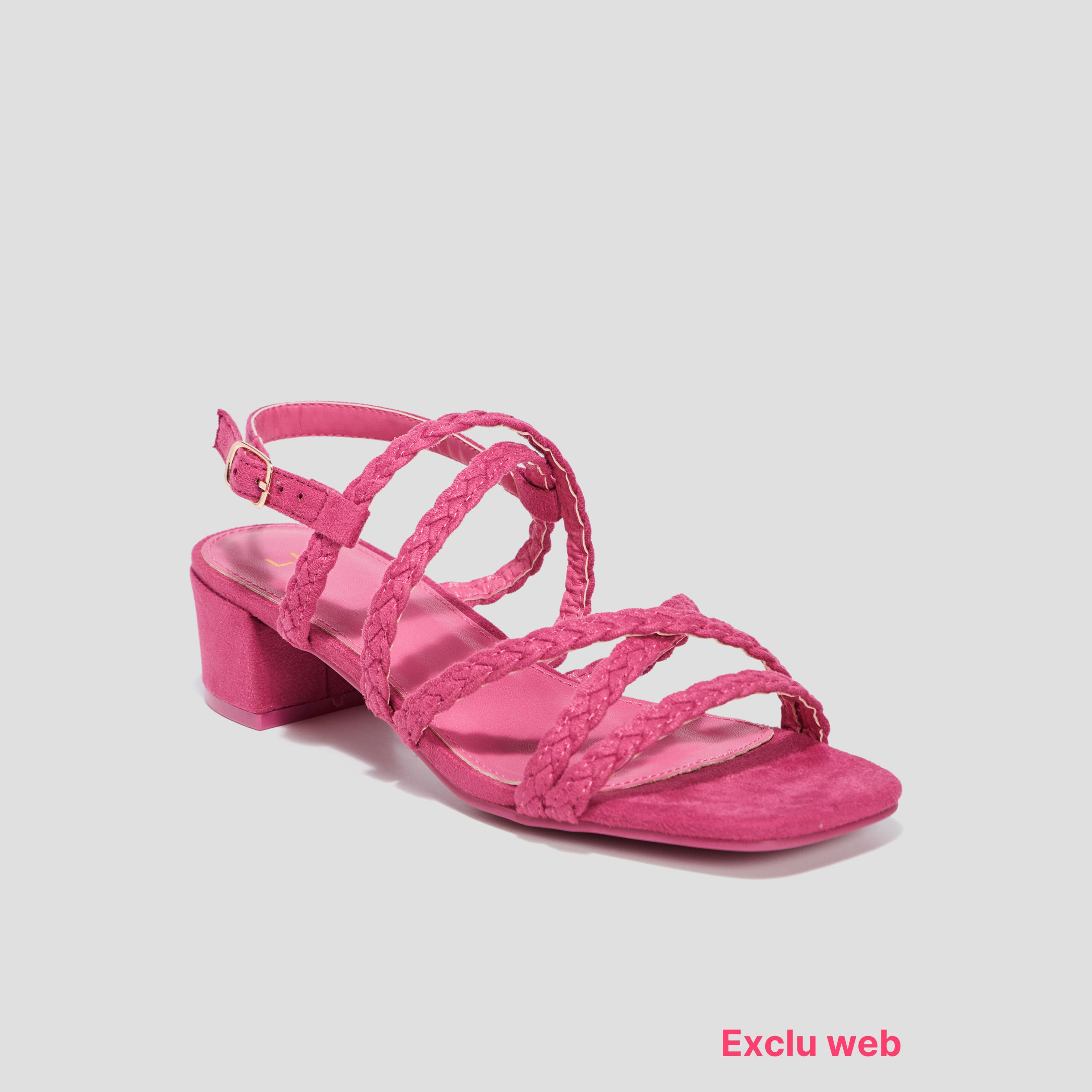 Sandales avec brides tress es rose femme La Halle