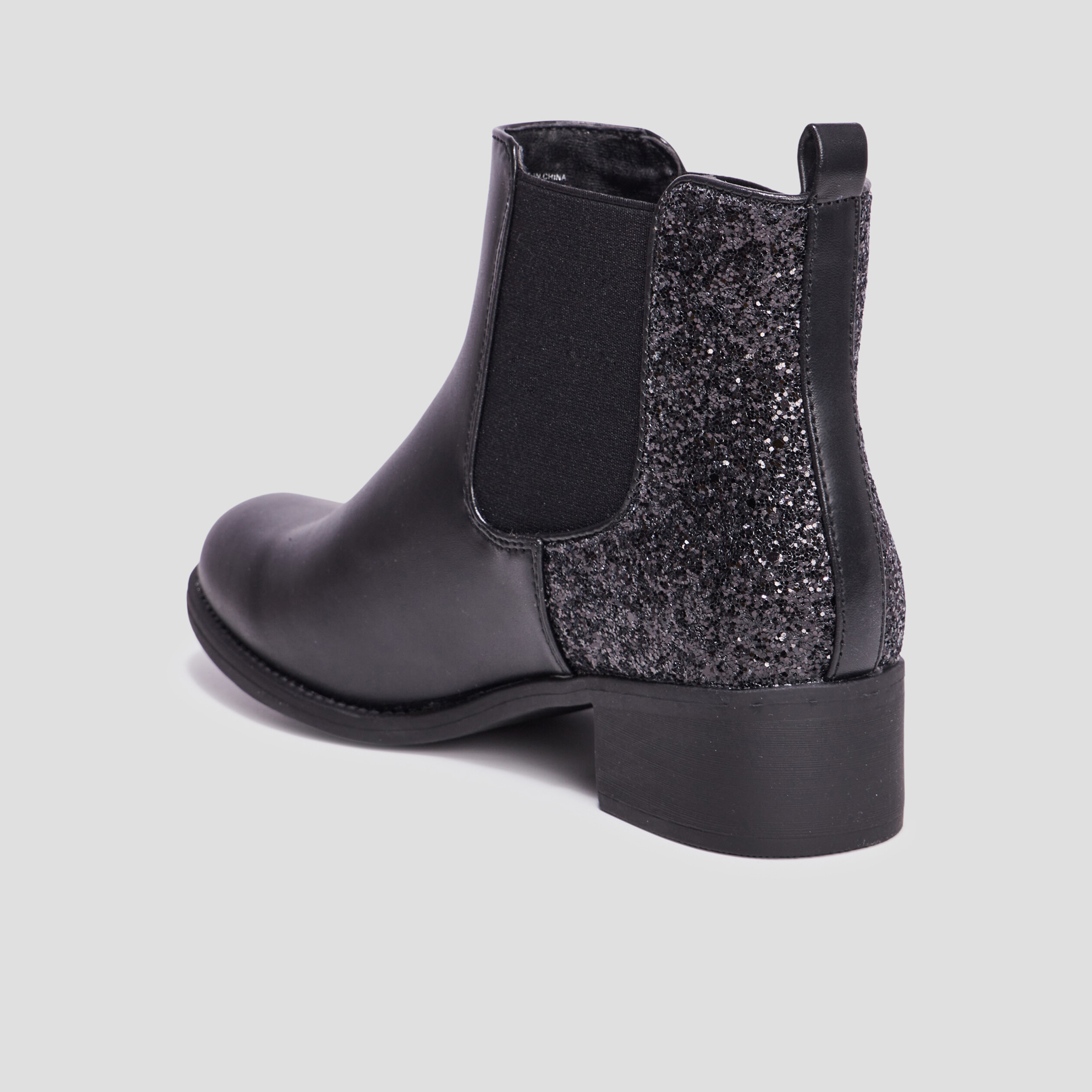 Bottines chelsea &agrave; paillettes noir femme