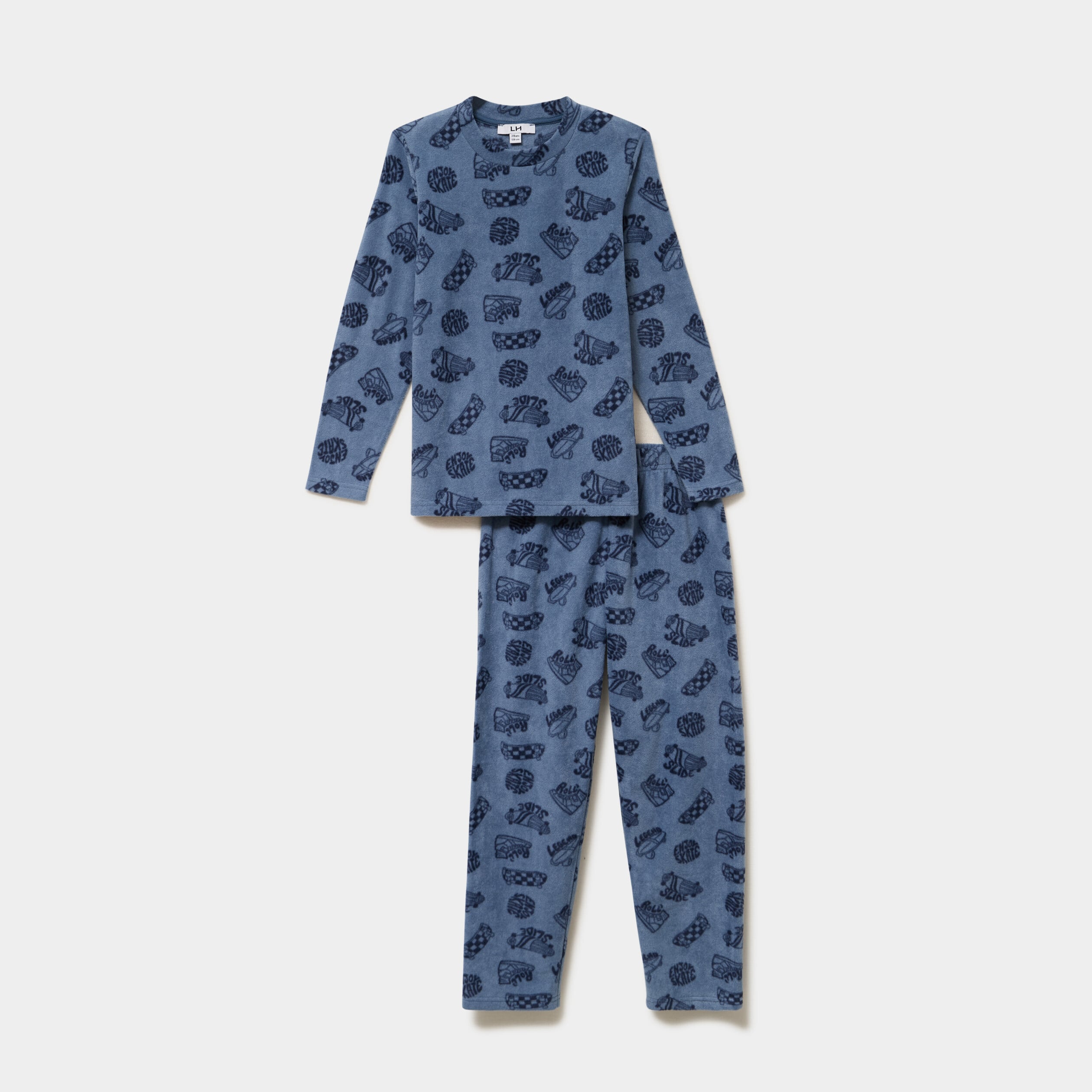 Ensemble pyjama effet polaire 2 pi&egrave;ces bleu fonc&eacute; gar&ccedil;on