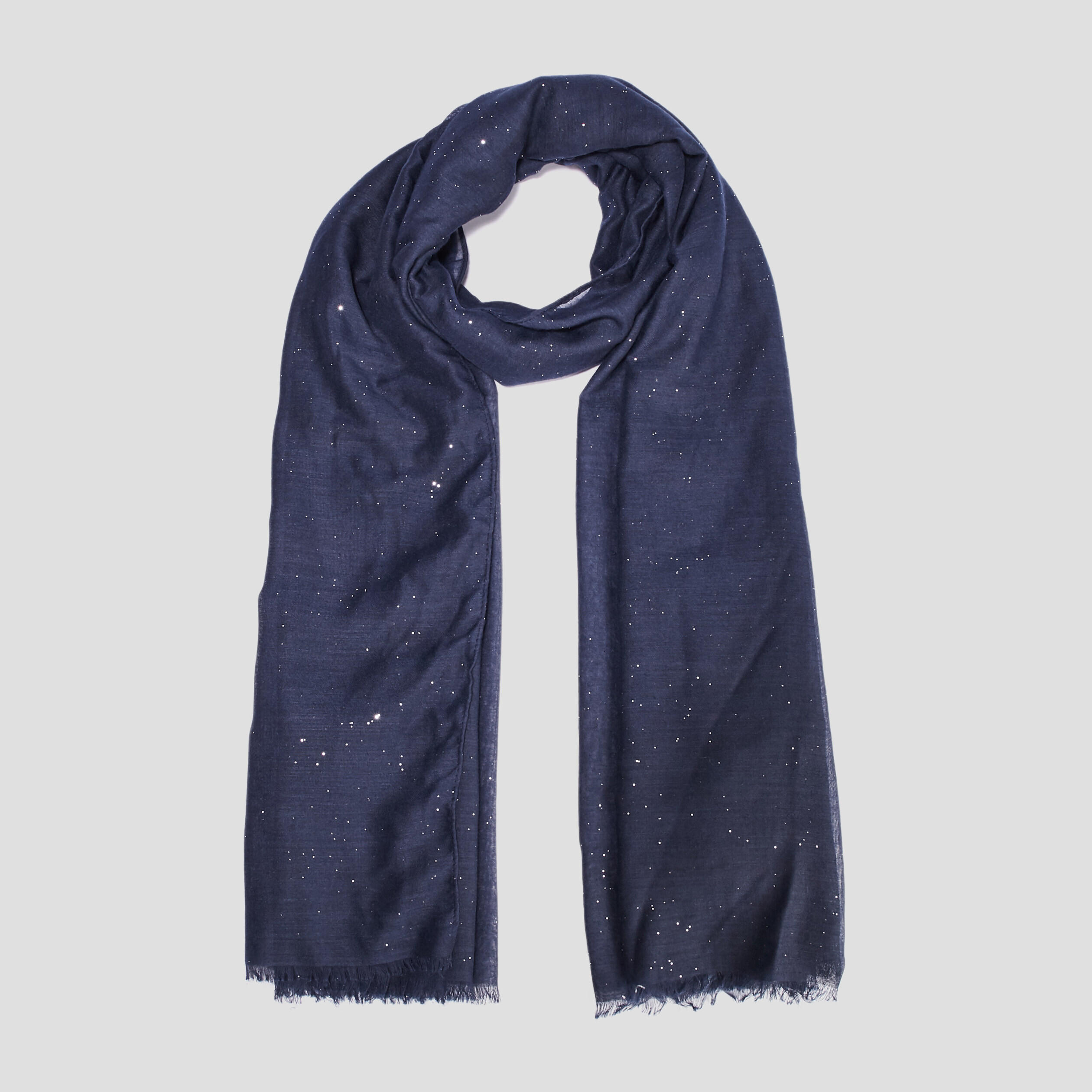 foulard bords a franges fines bleu marine femme Foulard bords à franges fines bleu marine femme