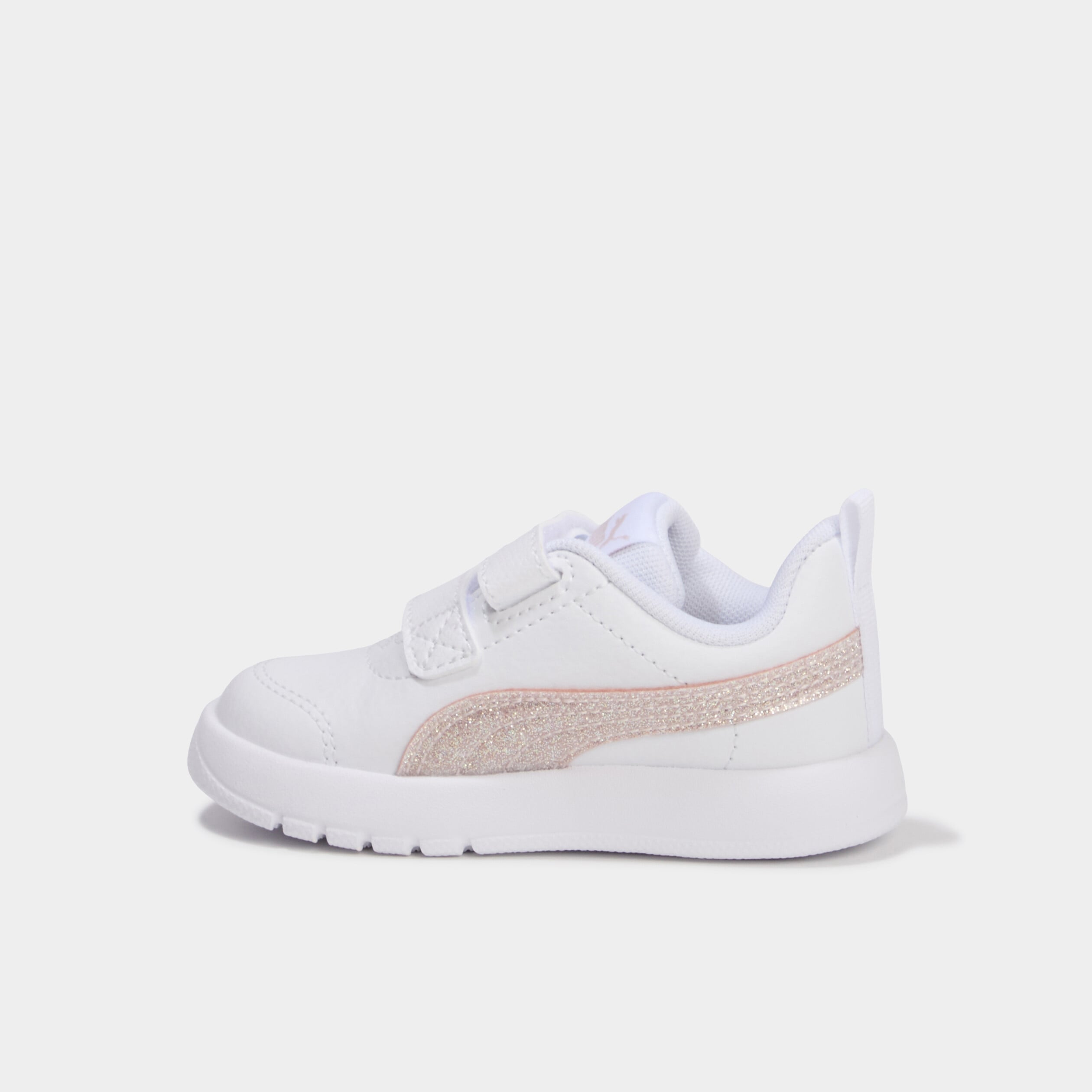 Baskets &agrave; scratchs Puma Courtflex Glitz blanc b&eacute;b&eacute; fille