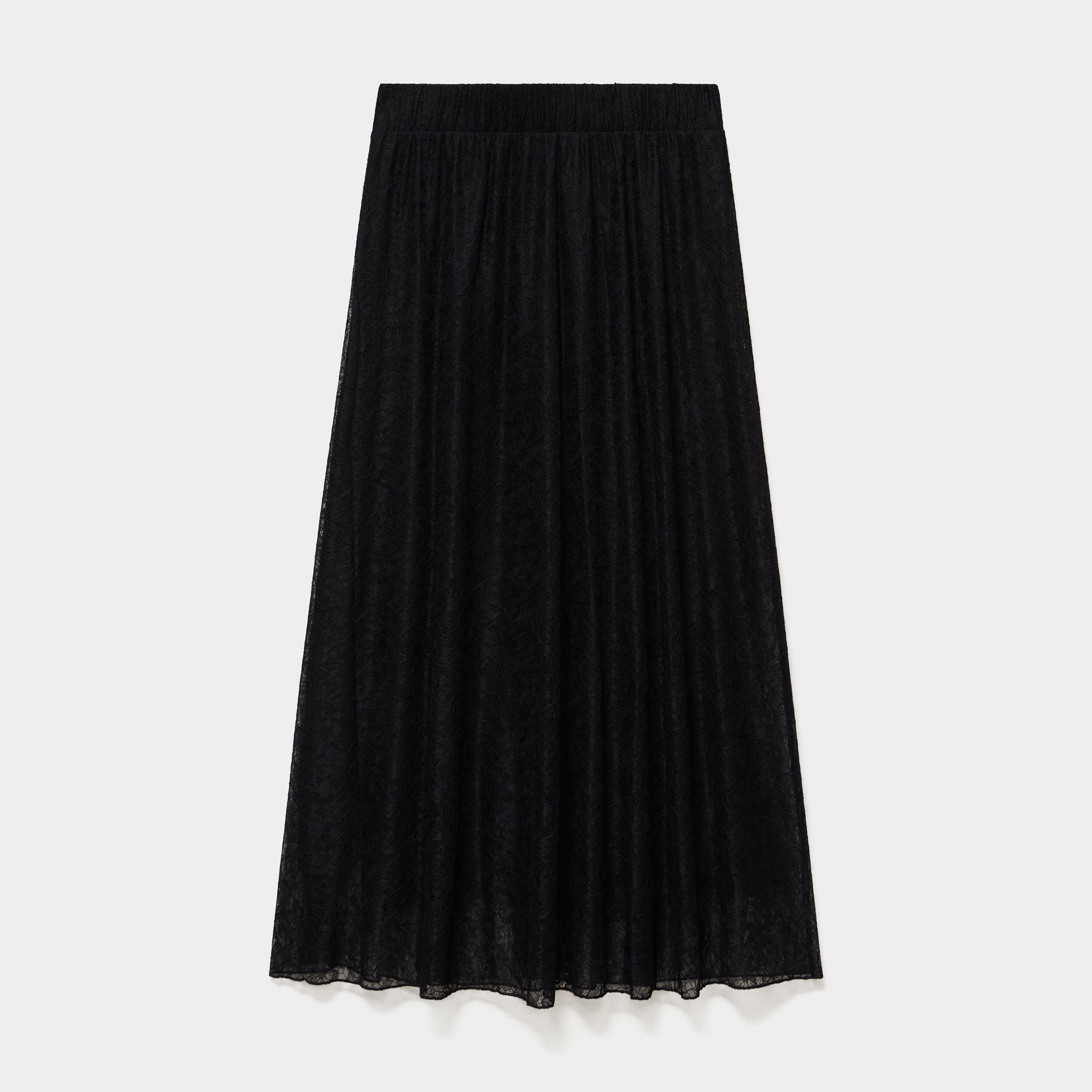 Jupe longue dentelle &eacute;vas&eacute;e noir femme