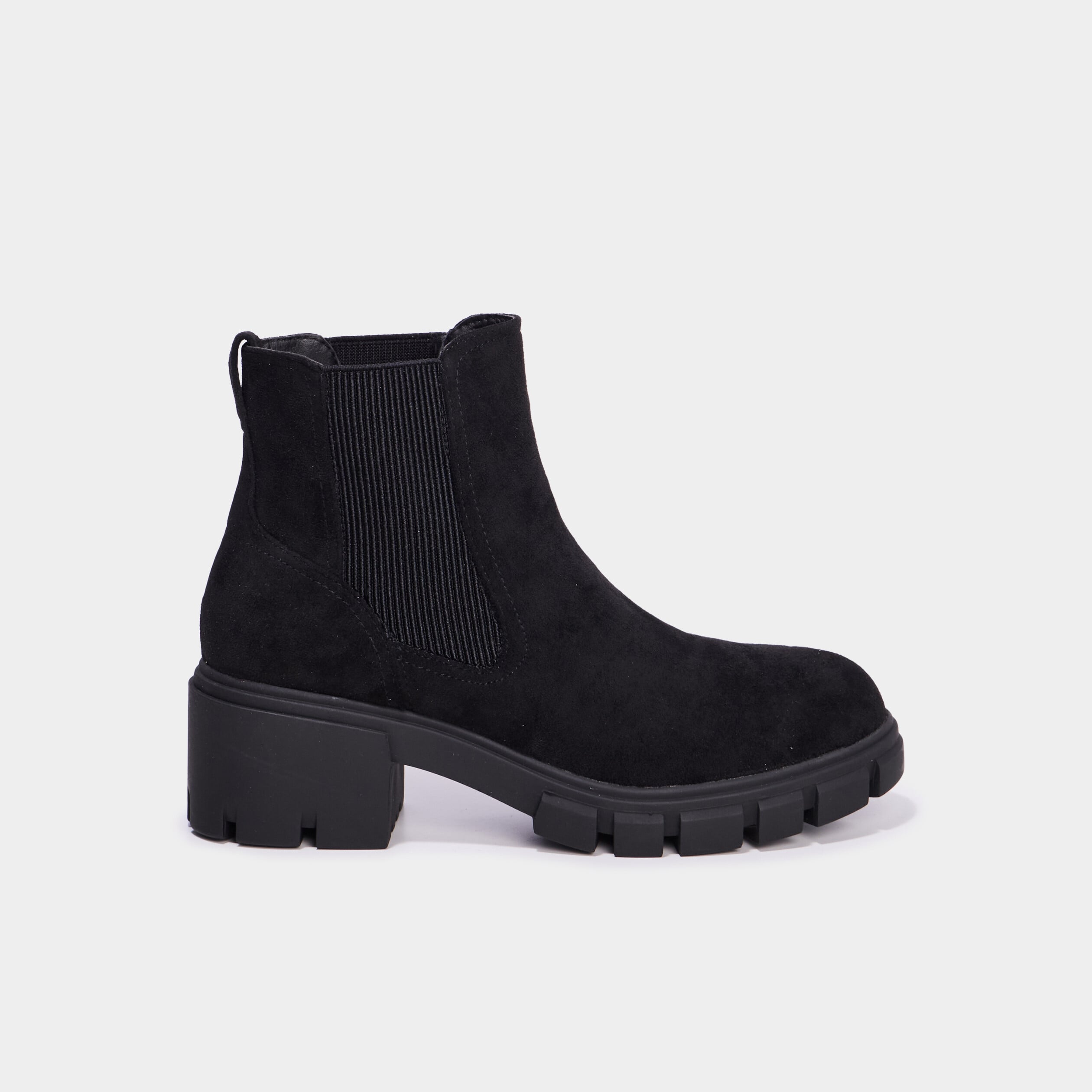Bottines chelsea talons crant&eacute;s noir femme