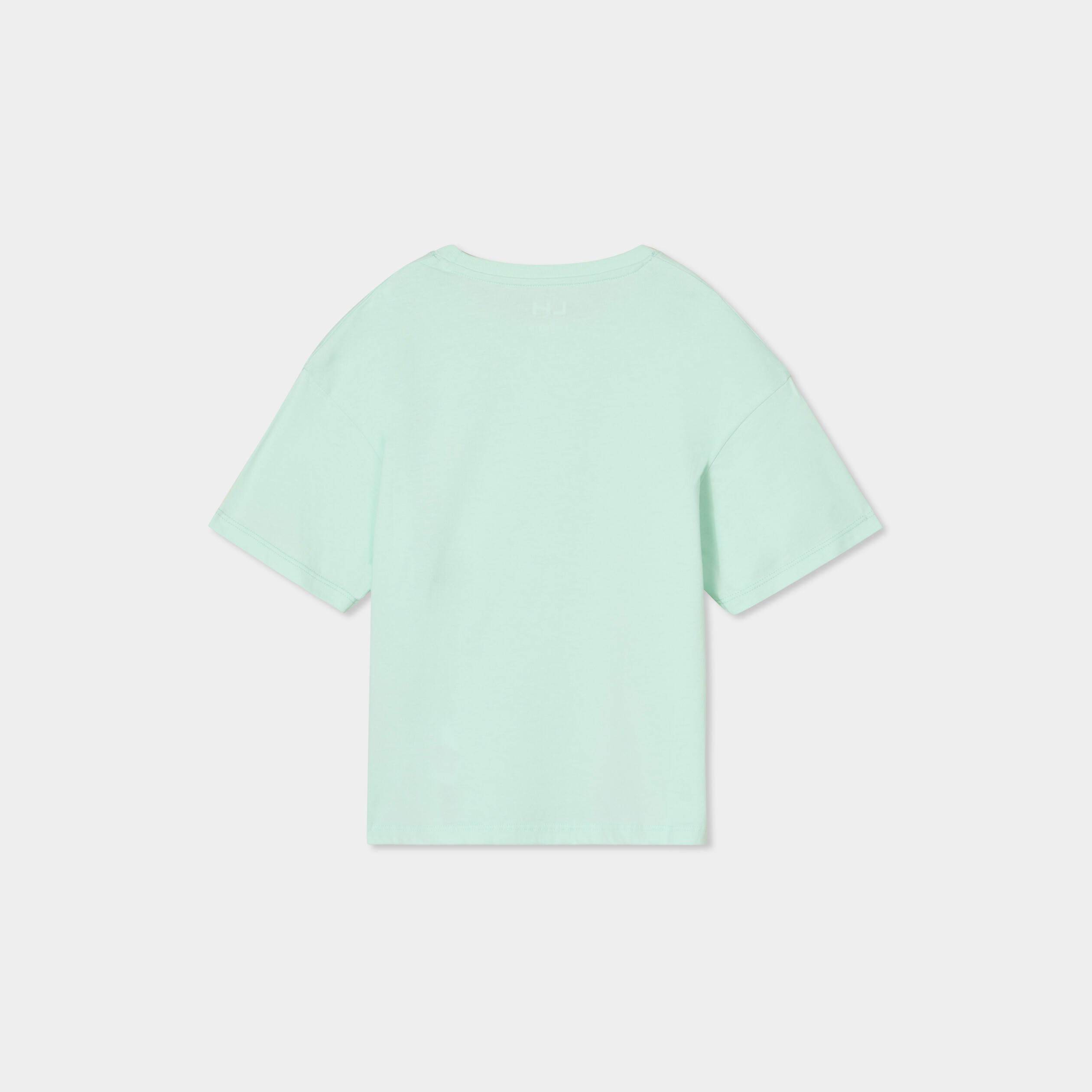 T-shirt col rond manches courtes coton vert clair fille