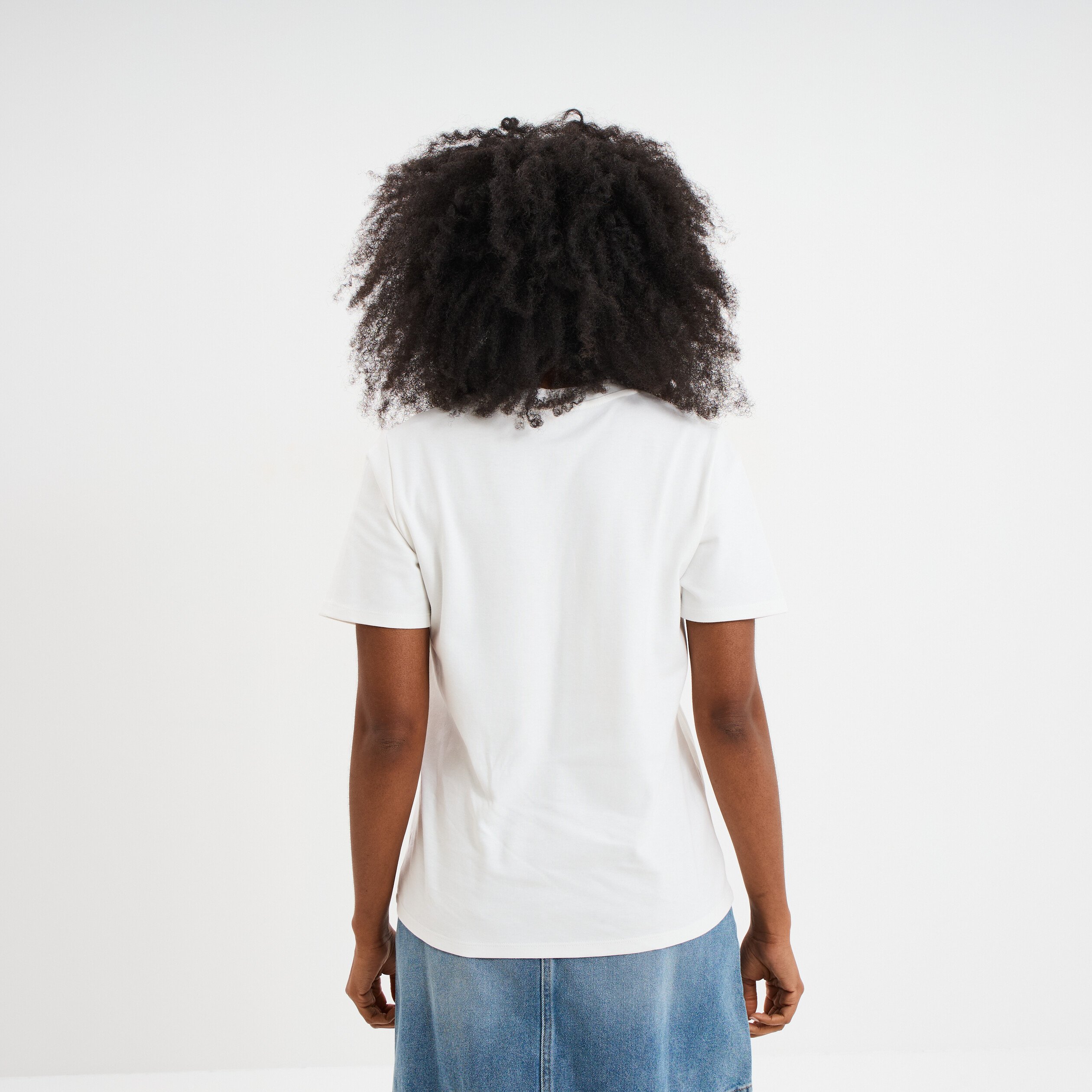 t shirt col rond manches courtes coton blanc femme T-shirt col rond manches courtes coton blanc femme
