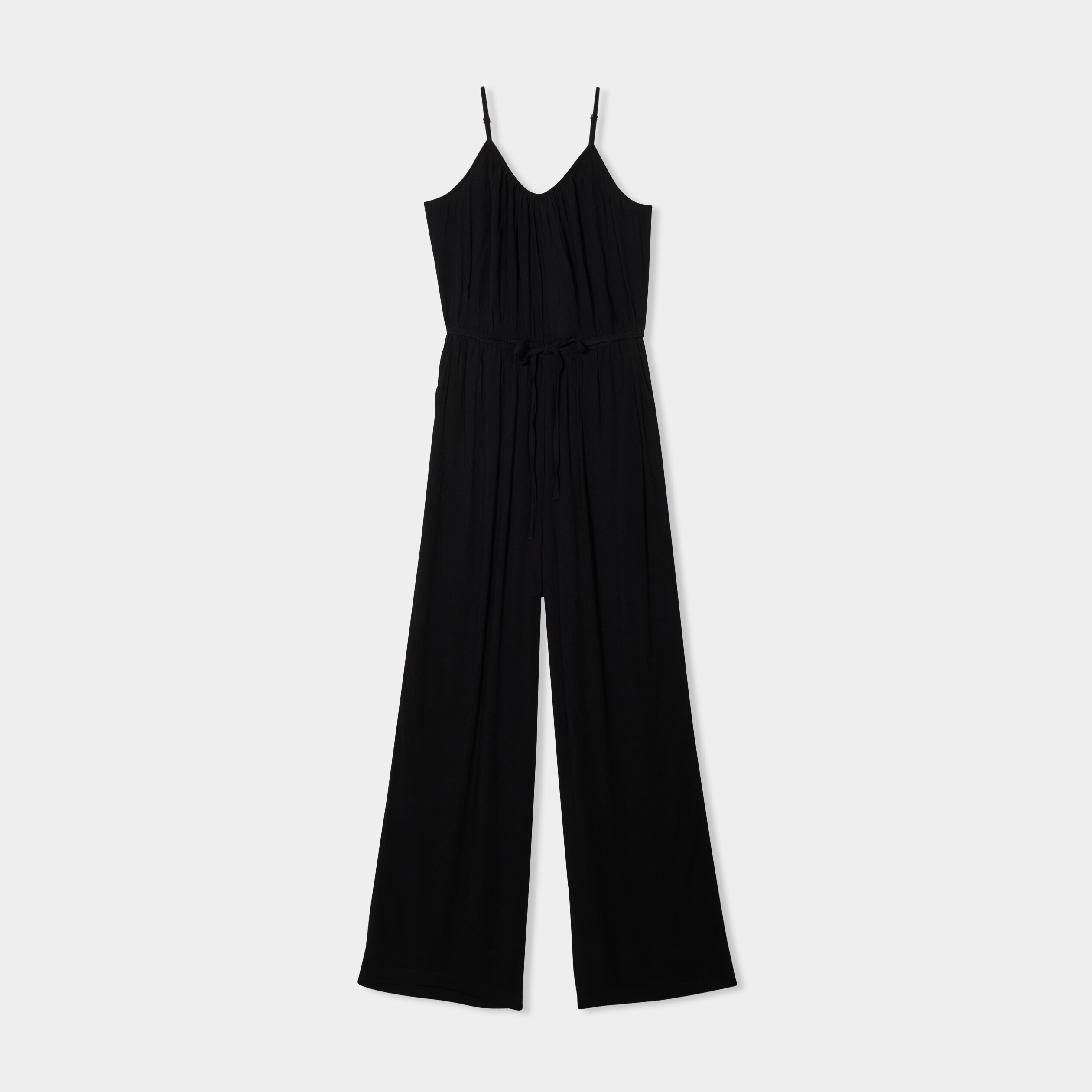 combinaison pantalon fluide en crepe noir femme Combinaison pantalon fluide en crêpe noir femme