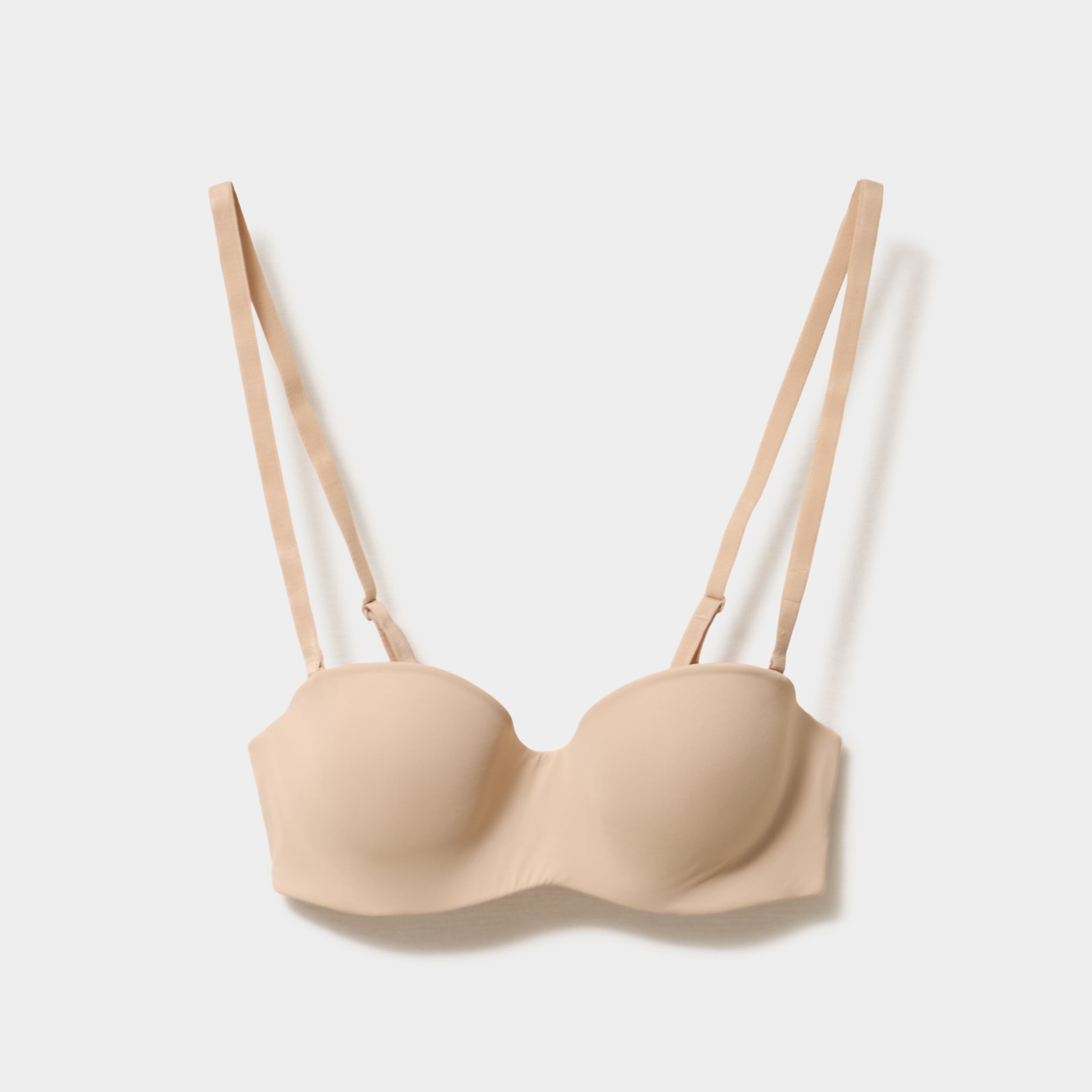 Soutien-gorge bandeau microfibre beige femme