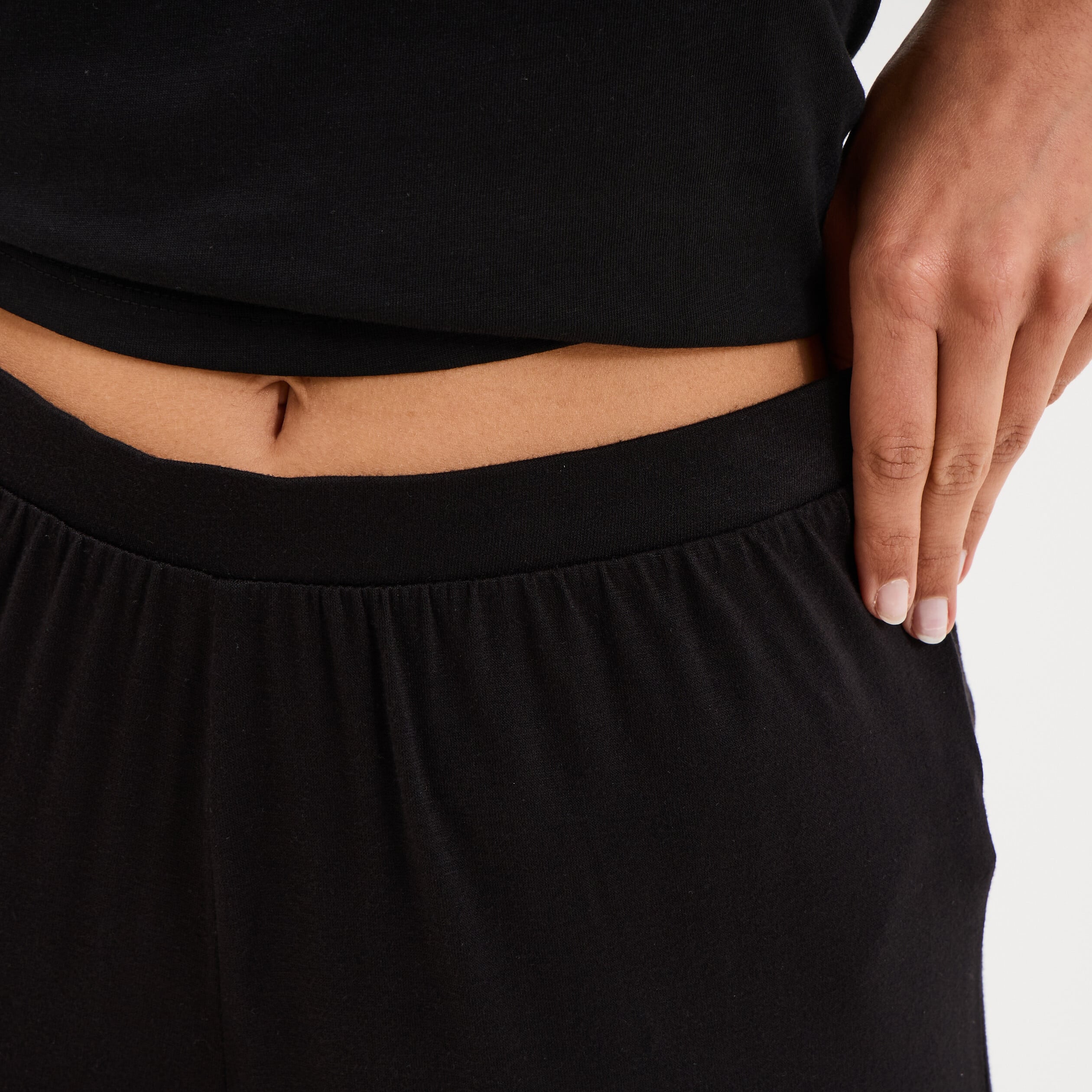 Pantalon fluide taille &eacute;lastiqu&eacute;e noir femme