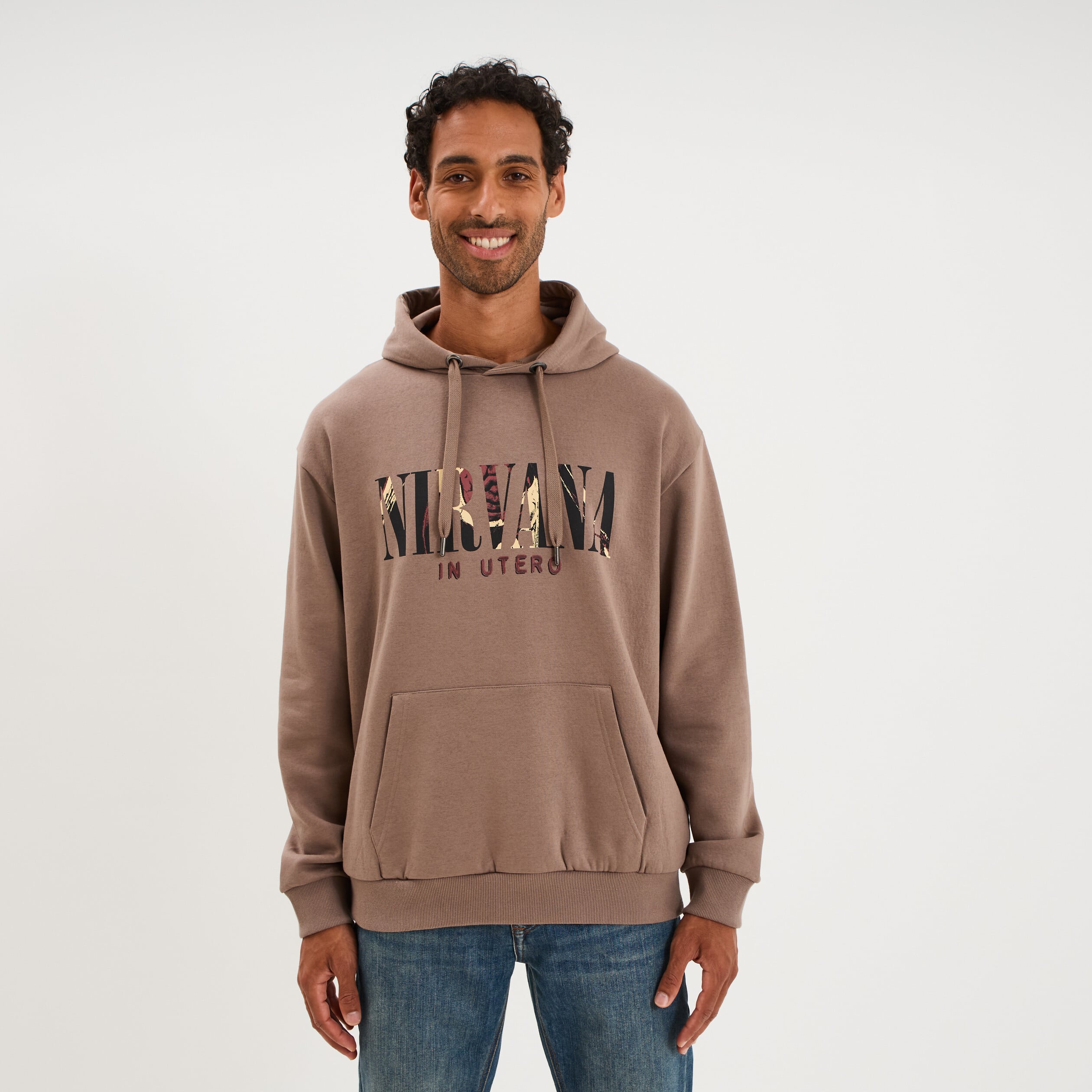 Sweat hoodie &agrave; capuche Nirvana sable homme