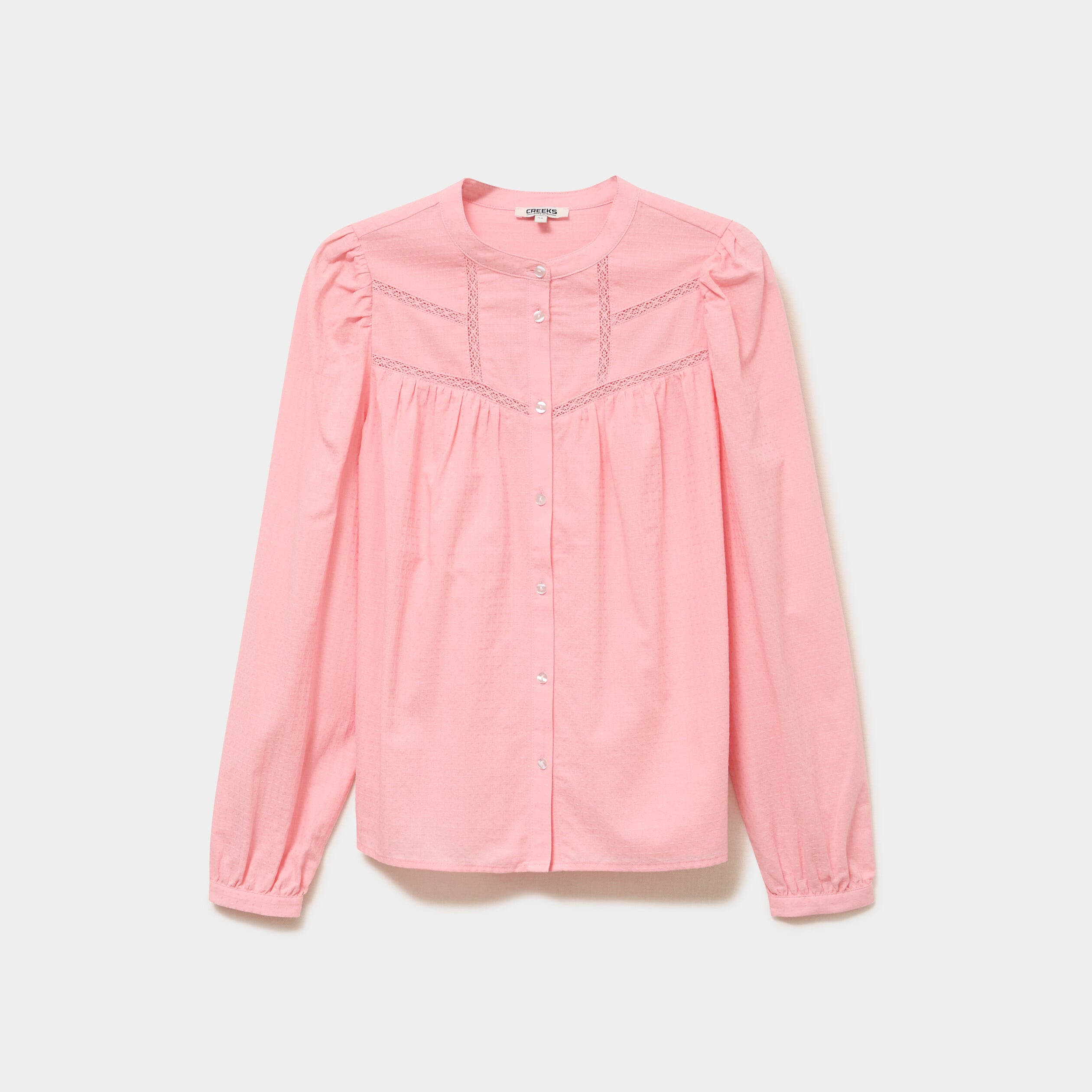 Blouse droite manches longues coton rose femme