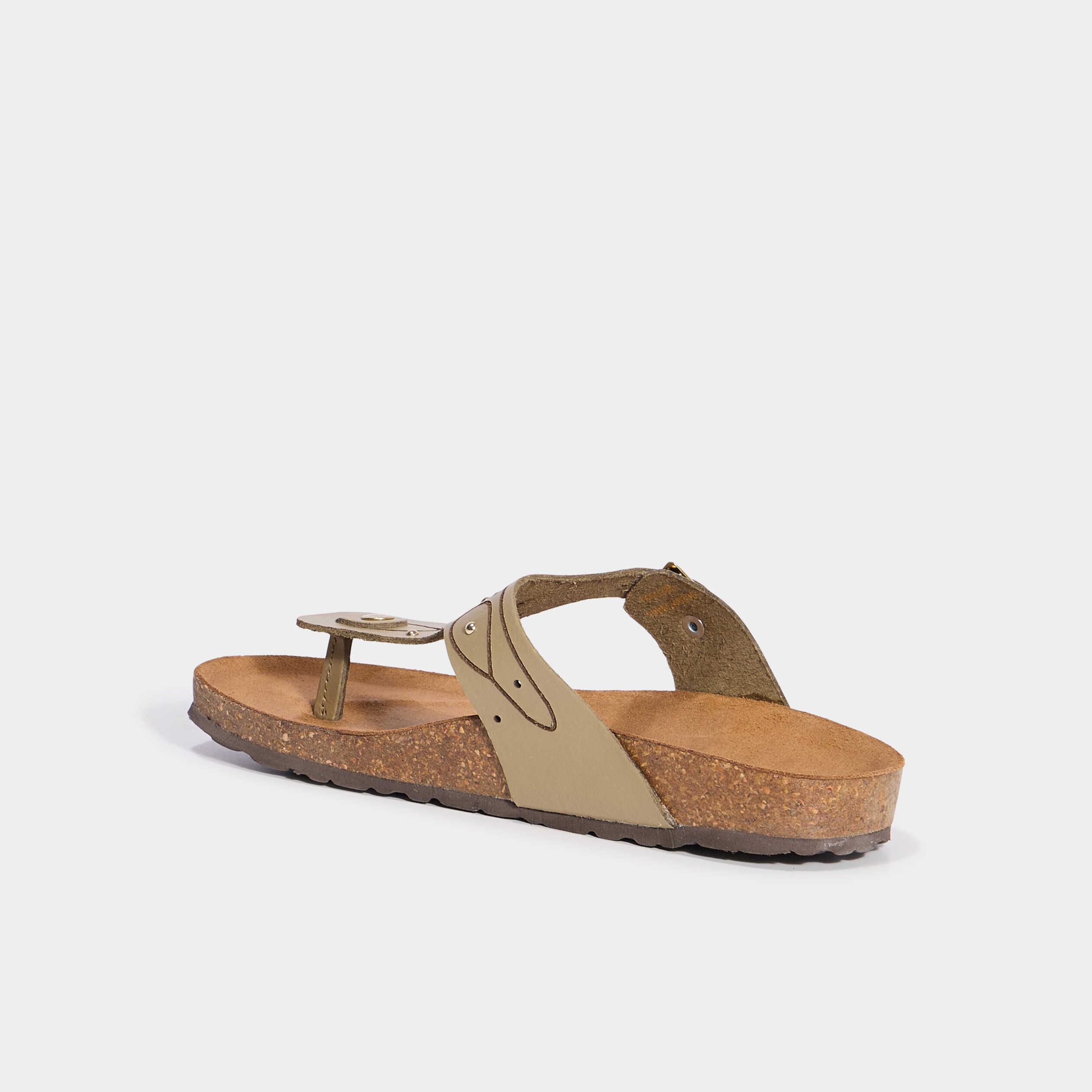 mules plates perforees en cuir vert kaki femme Mules plates perforées en cuir vert kaki femme