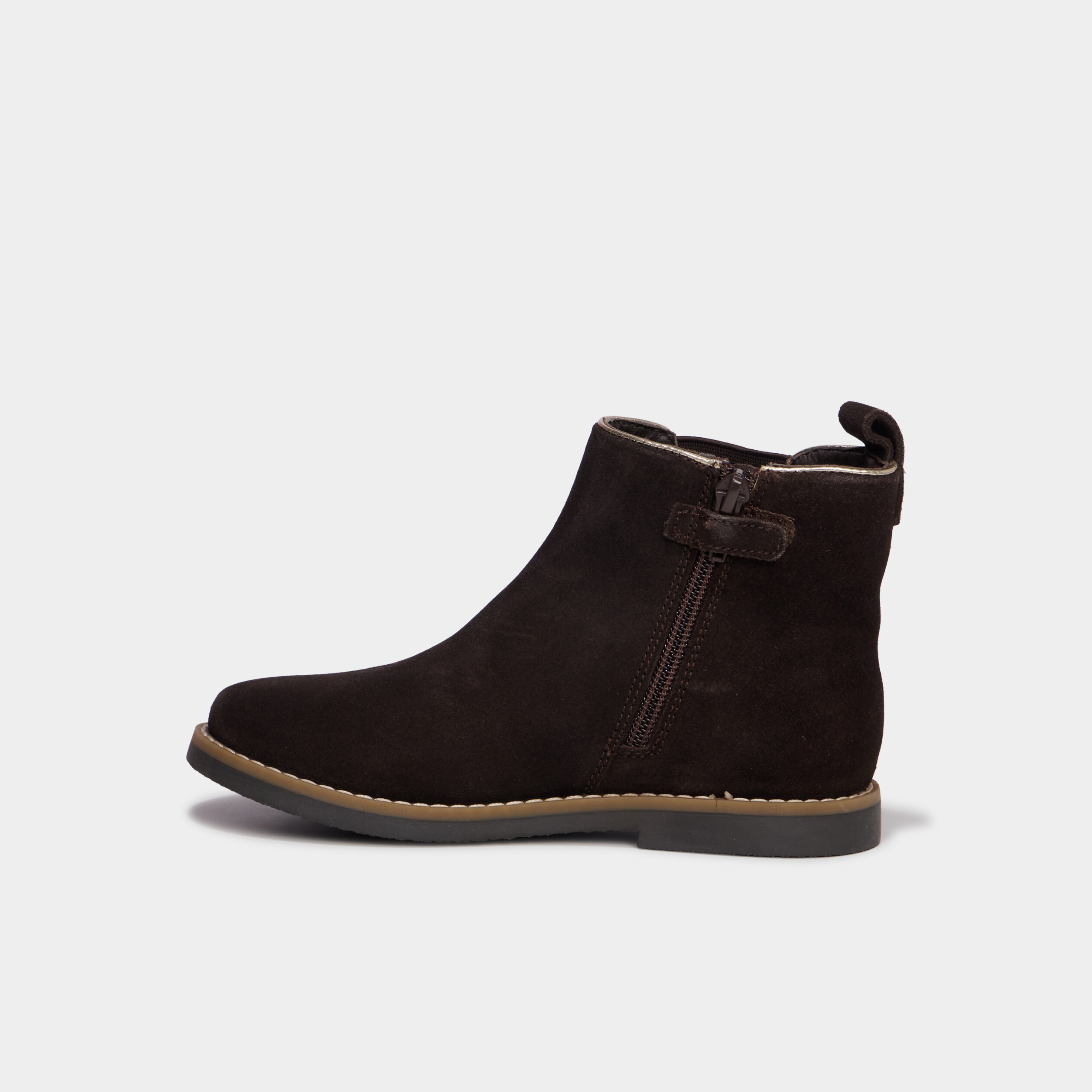 Boots chelsea en cuir effet su&eacute;dine marron fille