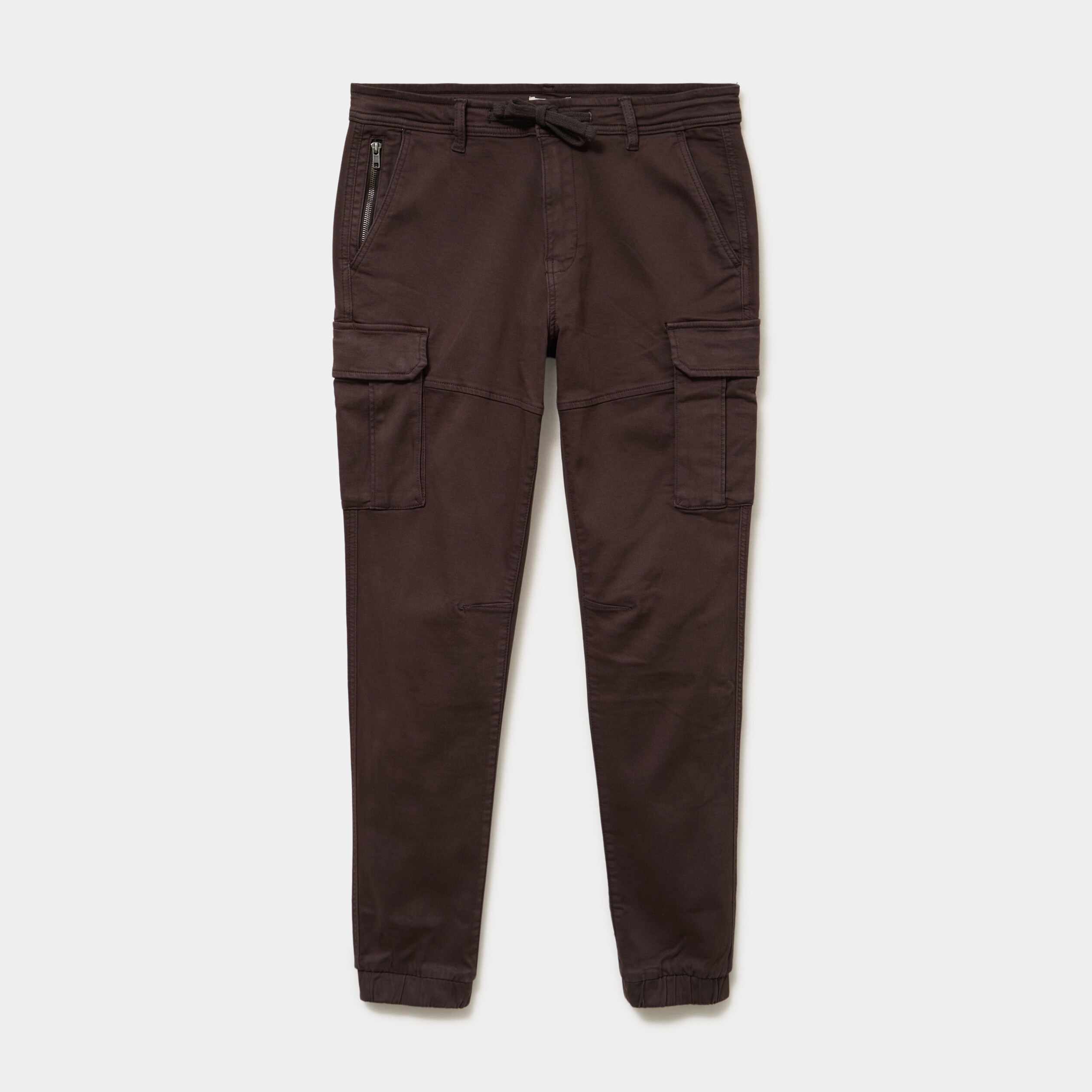 Pantalon cargo slim stretch marron fonc&eacute; homme