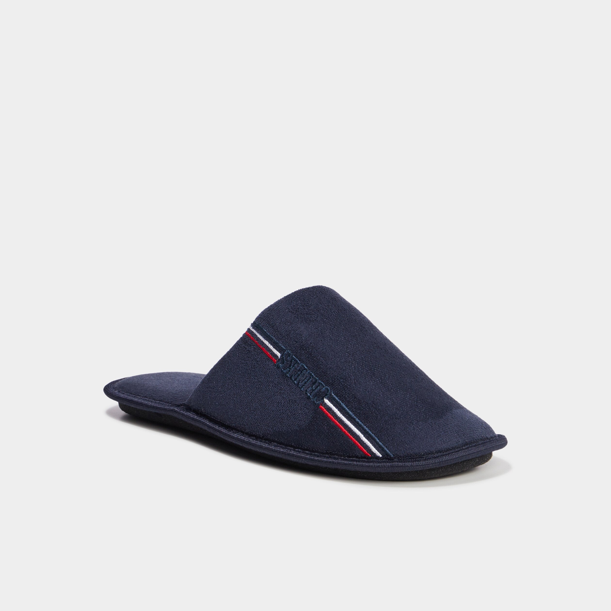 chaussons mules effet velours bleu marine homme Chaussons mules effet velours bleu marine homme