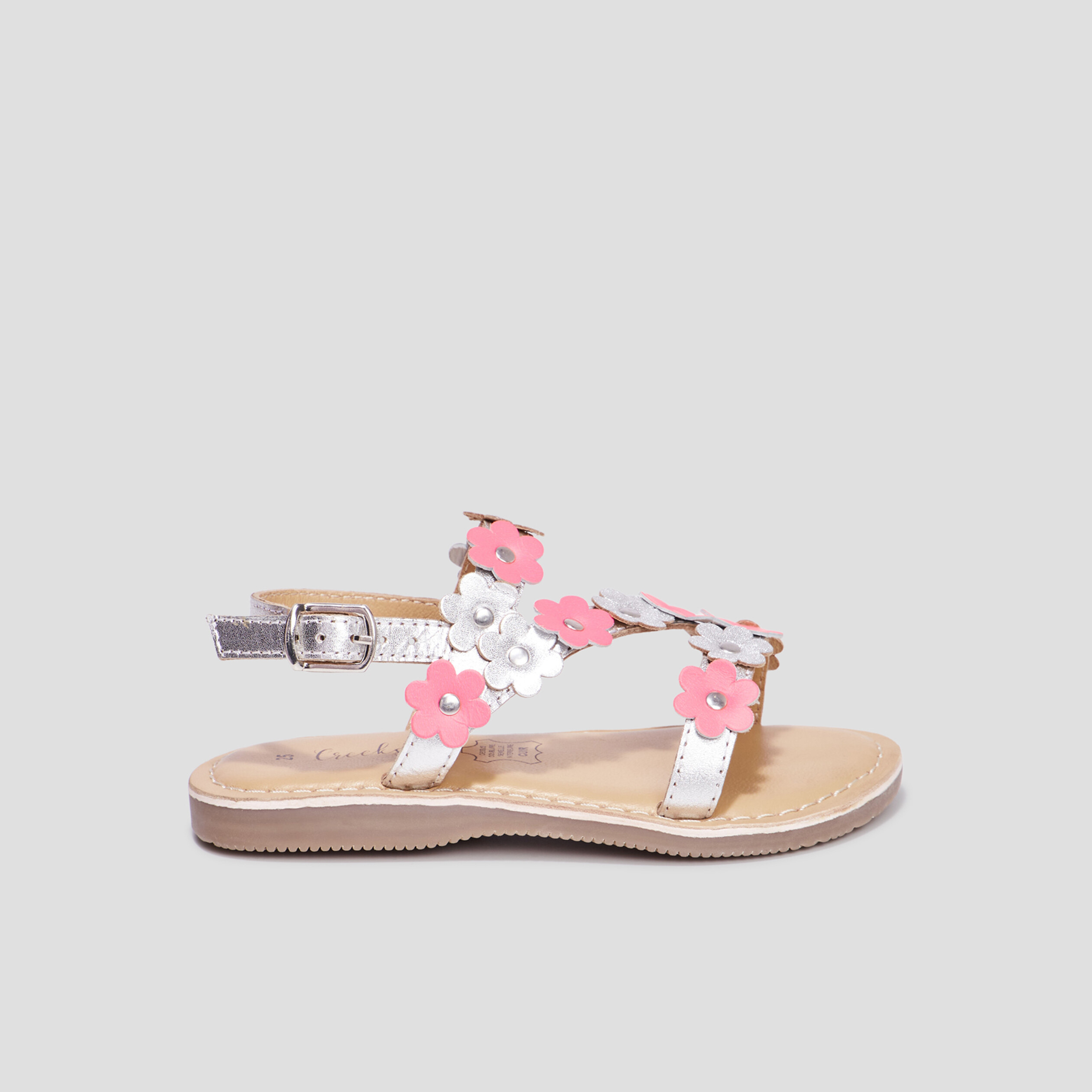 sandales brides a fleurs en cuir creeks rose fille Sandales brides à fleurs en cuir Creeks rose fille