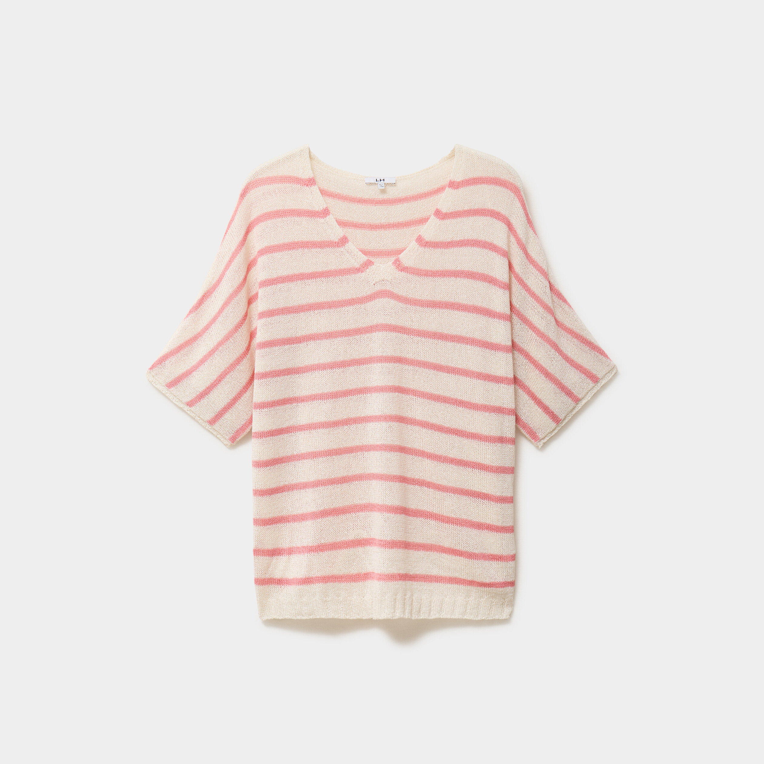 Pull manches 3/4 col en V blanc femme grande taille
