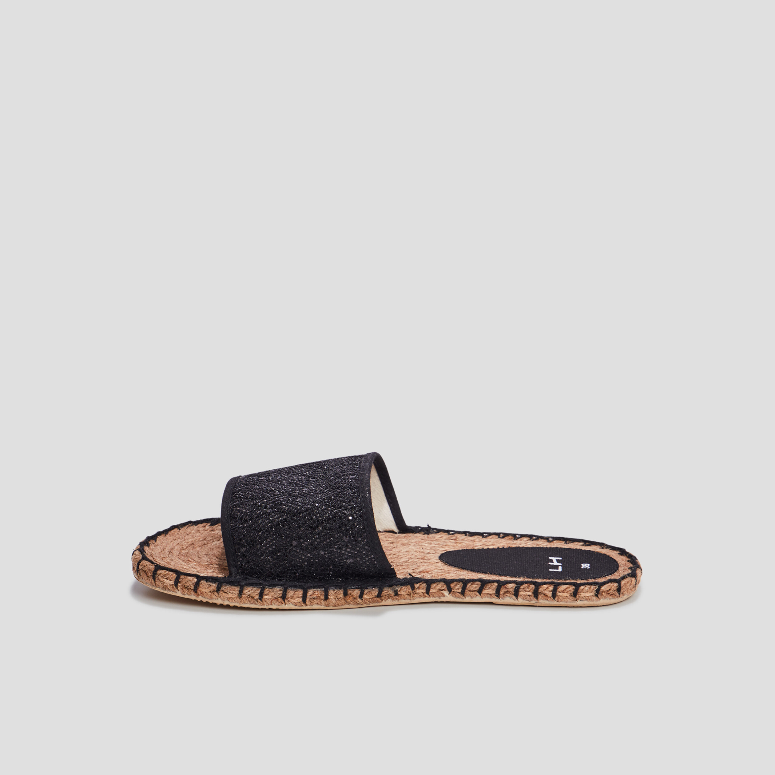 Mules d&eacute;tails cordes noir femme