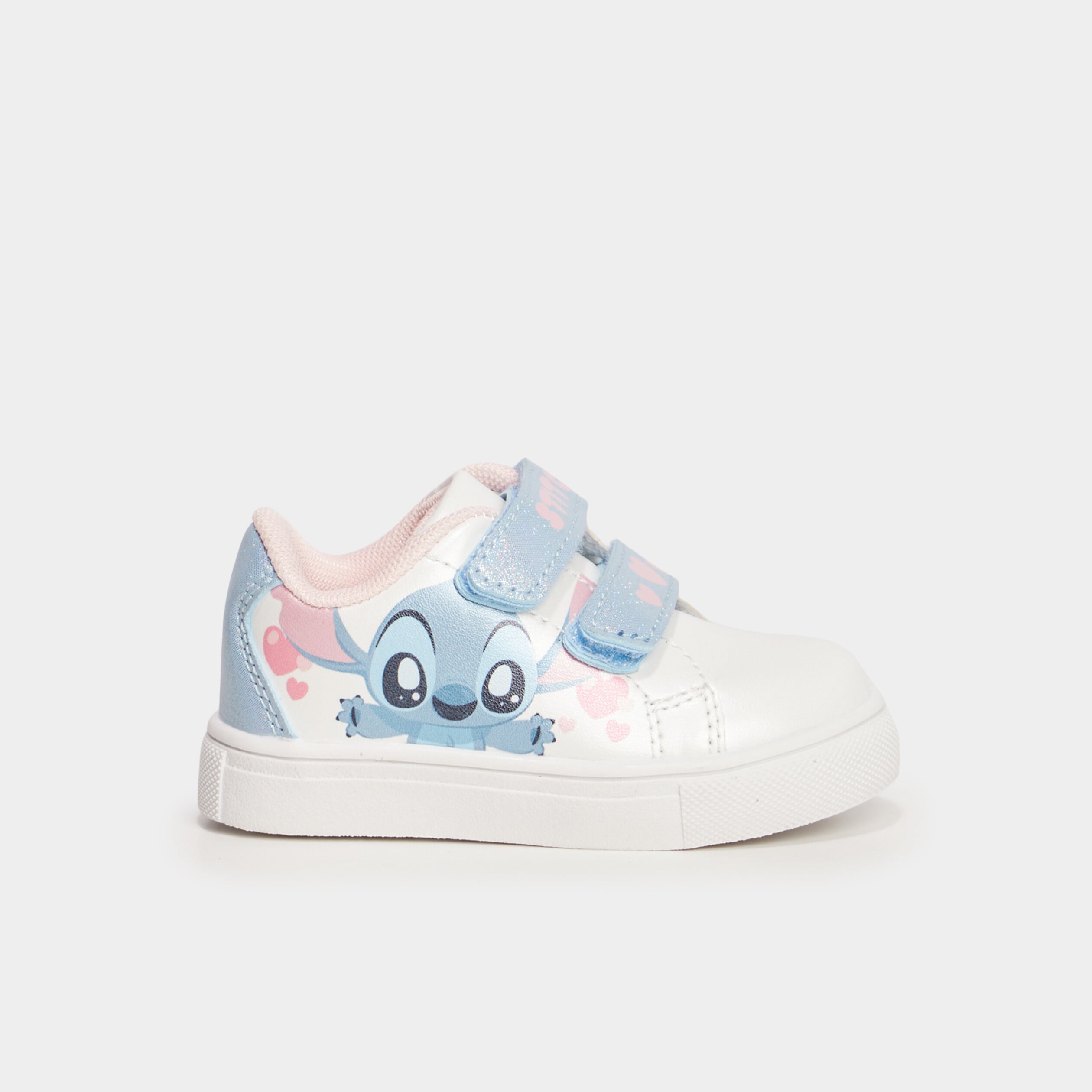 Tennis basses &agrave; scratchs Stitch blanc b&eacute;b&eacute; fille