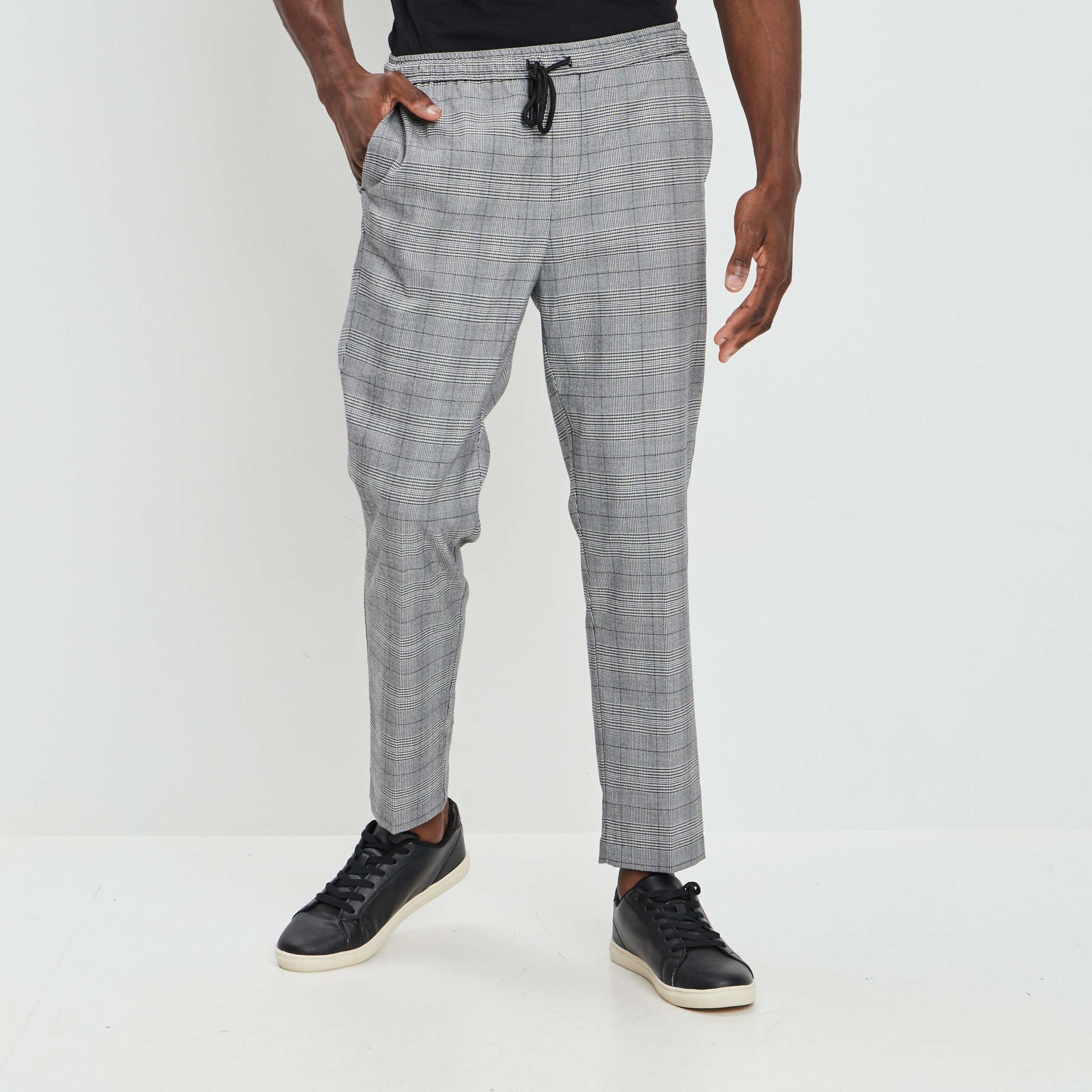 Pantalon droit à coulisse gris clair homme