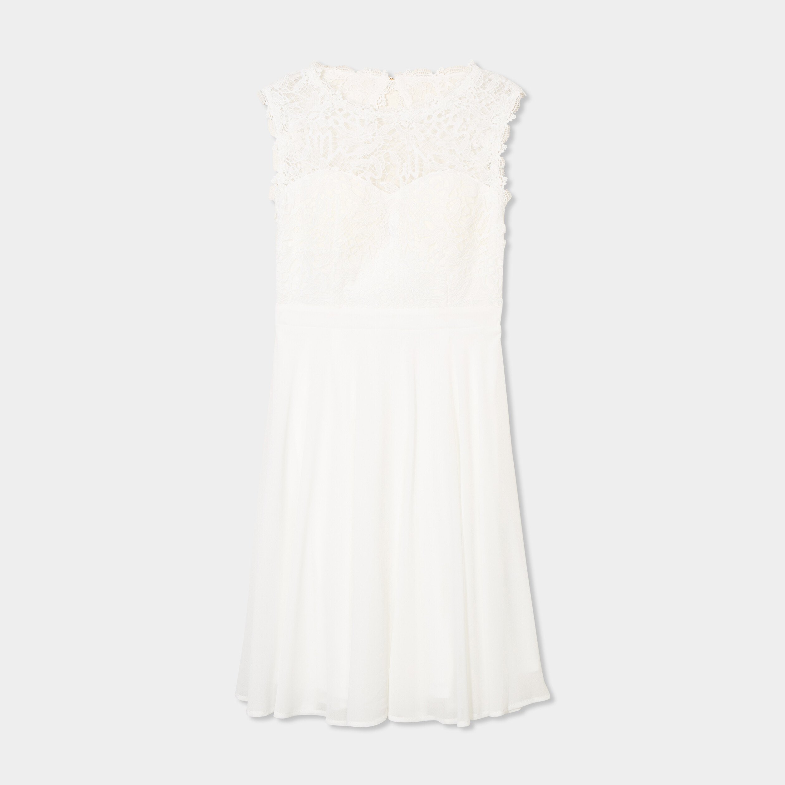 Robe courte buste dentelle sans manches blanc femme