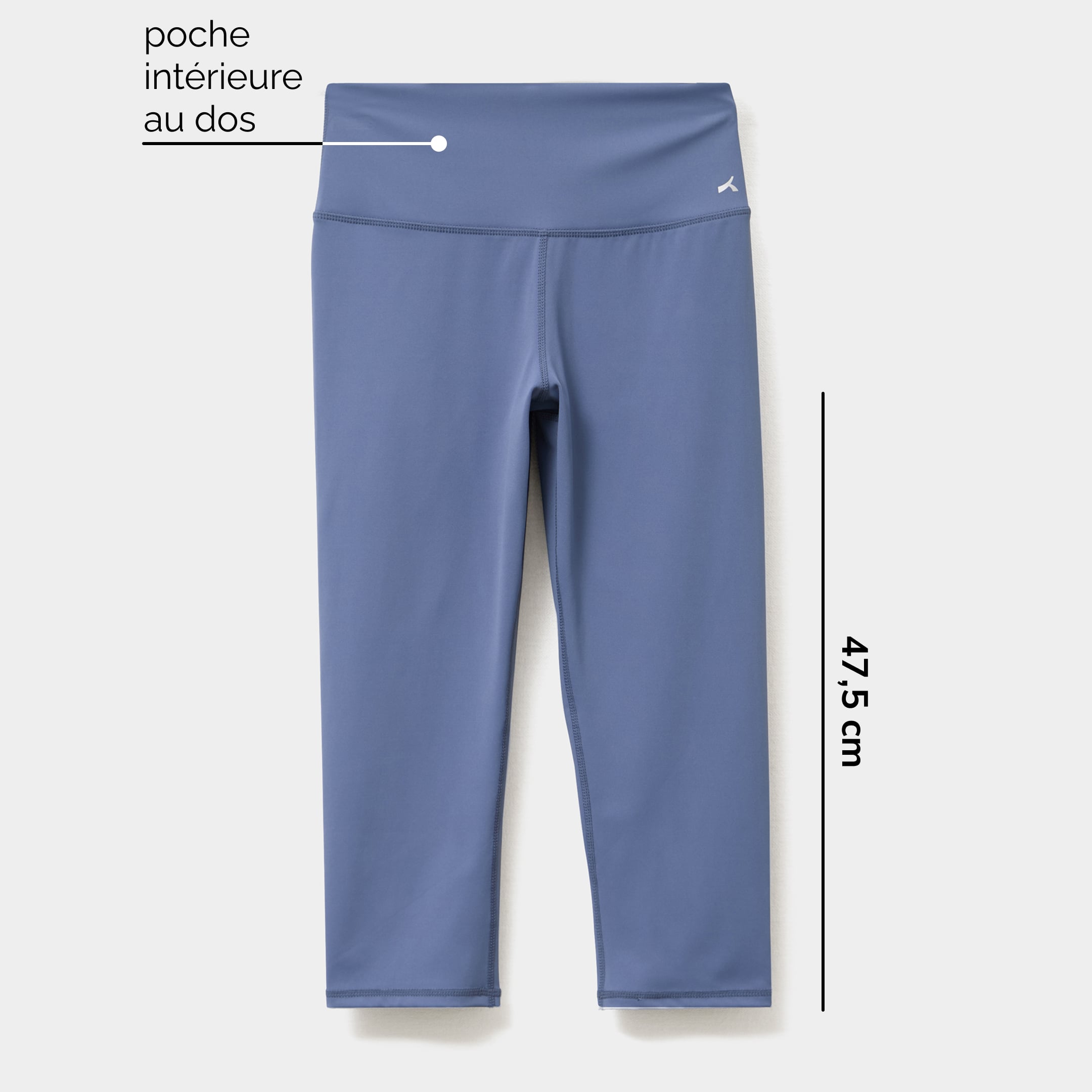 Legging corsaire de sport stretch bleu fonc&eacute; femme