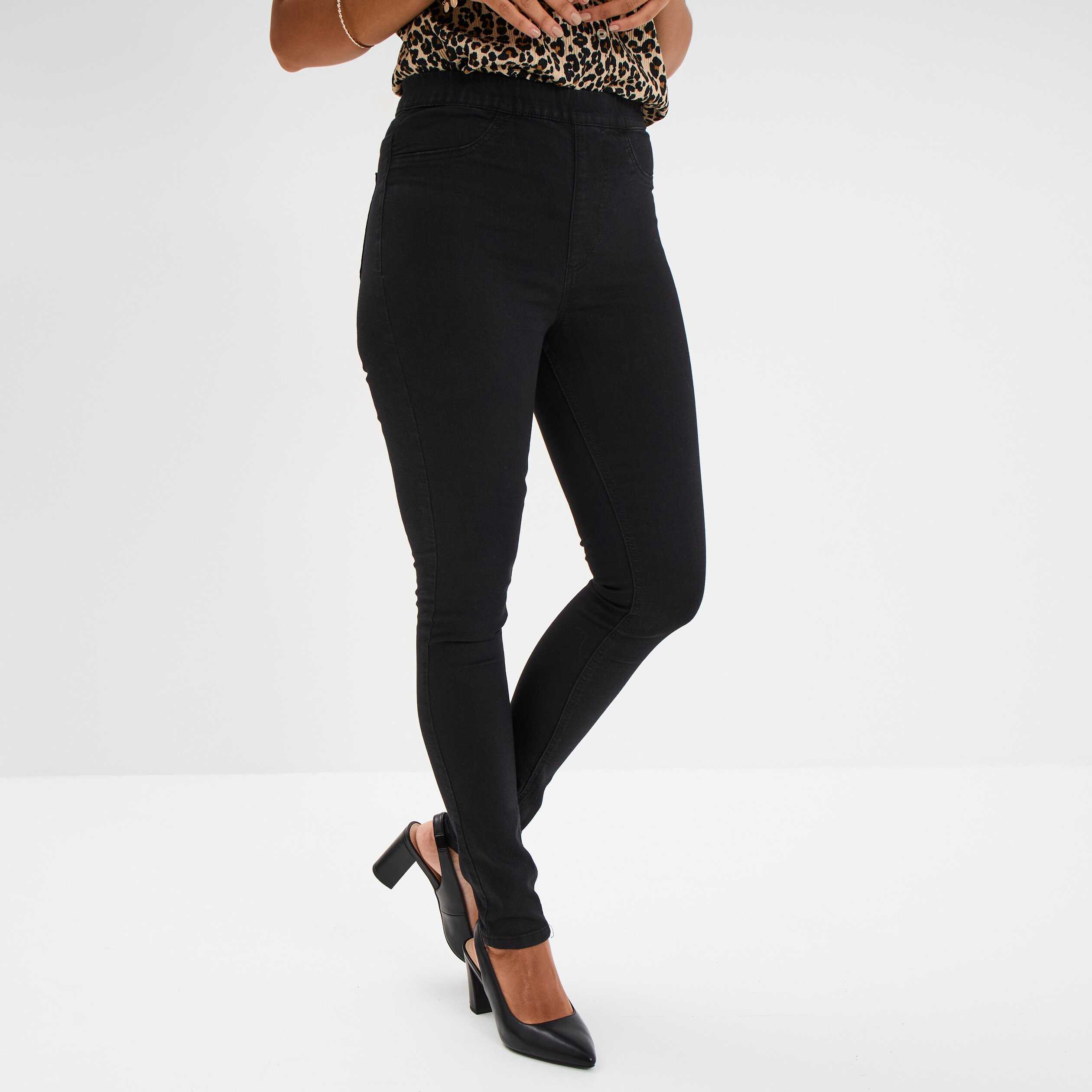 Pantalon Jegging Taille Haute Noir Jegging Taille Haute Denim Noir