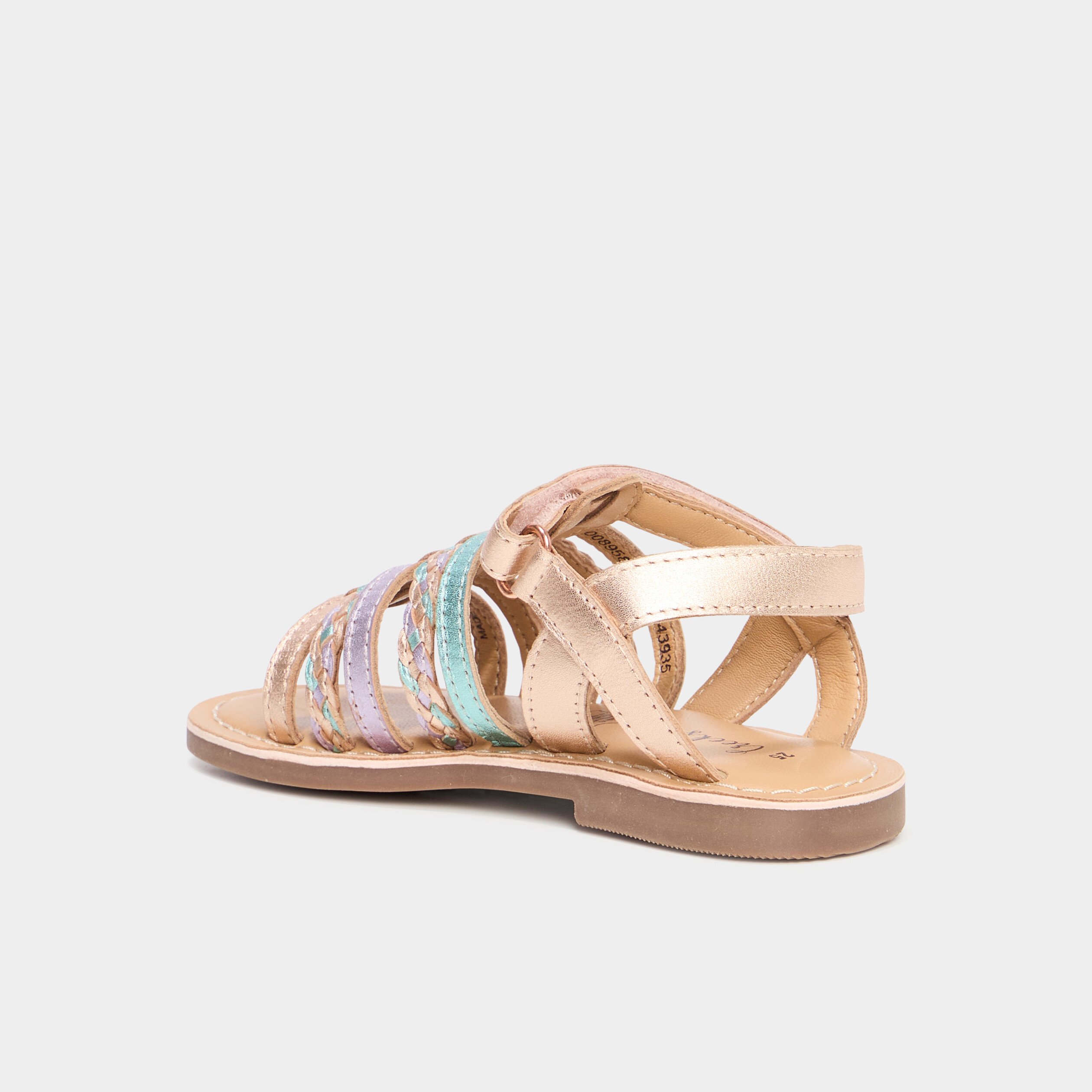 sandales brides tressees en cuir multicolore fille Sandales brides tressées en cuir multicolore fille