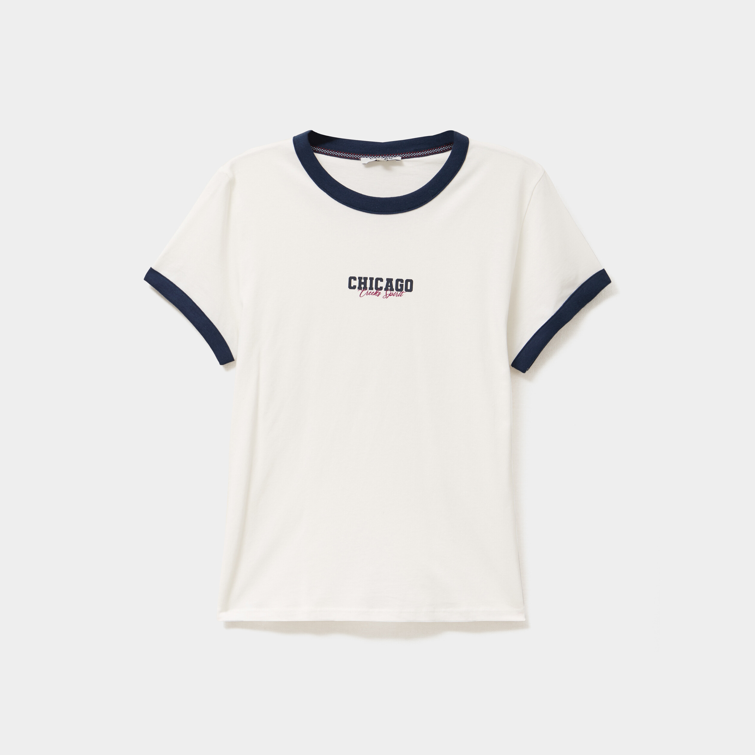 T-shirt col rond manches courtes coton blanc femme