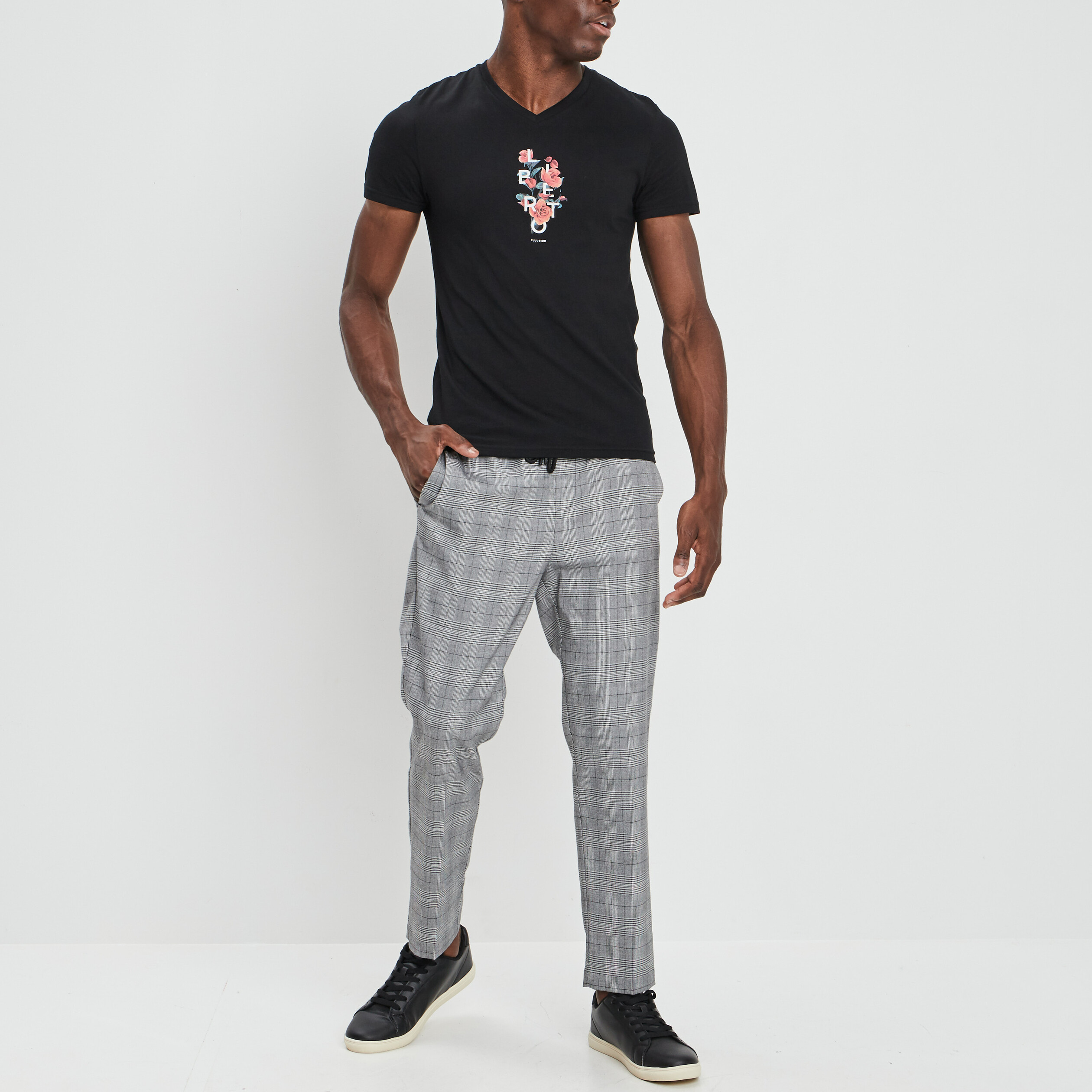 Pantalon droit à coulisse gris clair homme