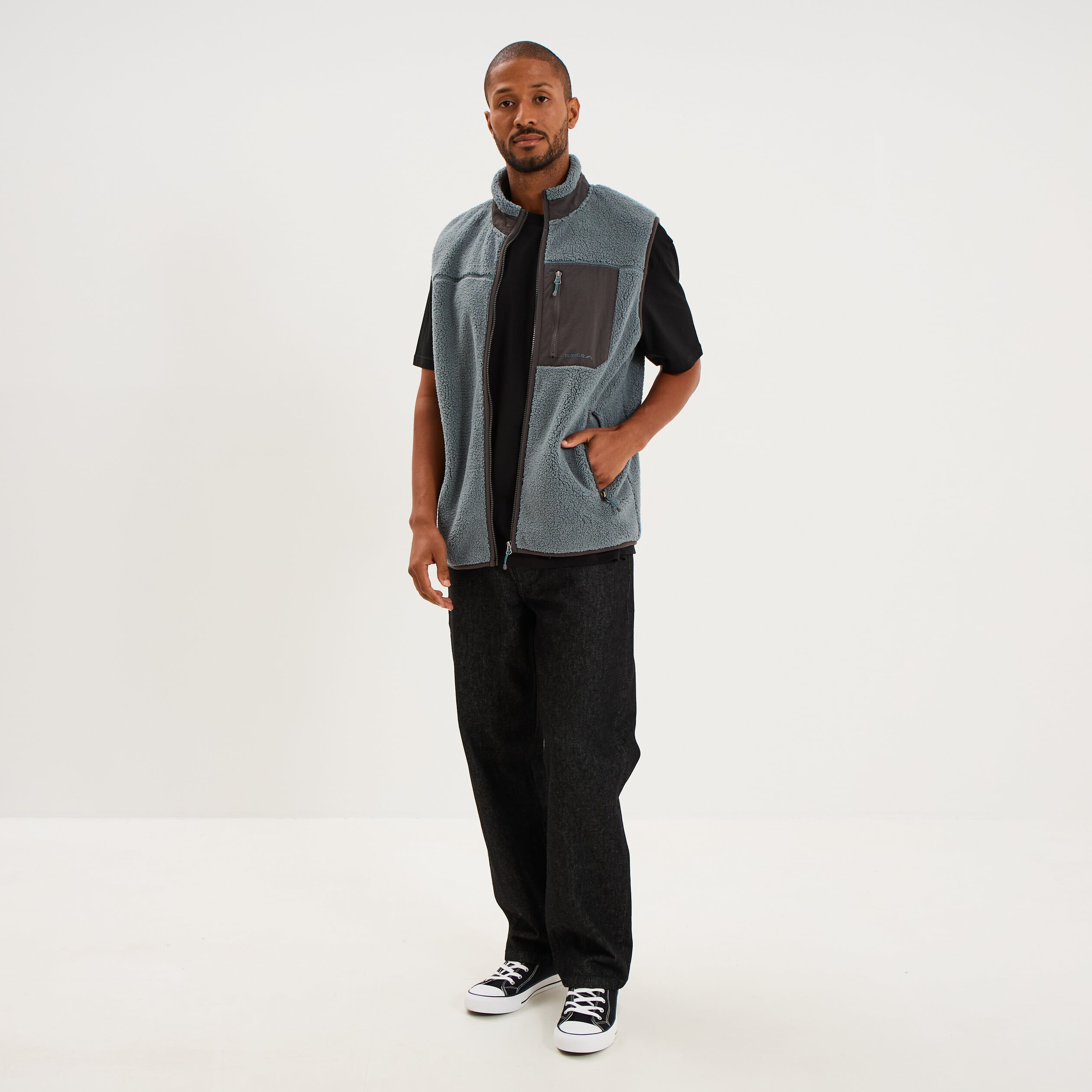 Gilet effet polaire sans manches bleu gris homme