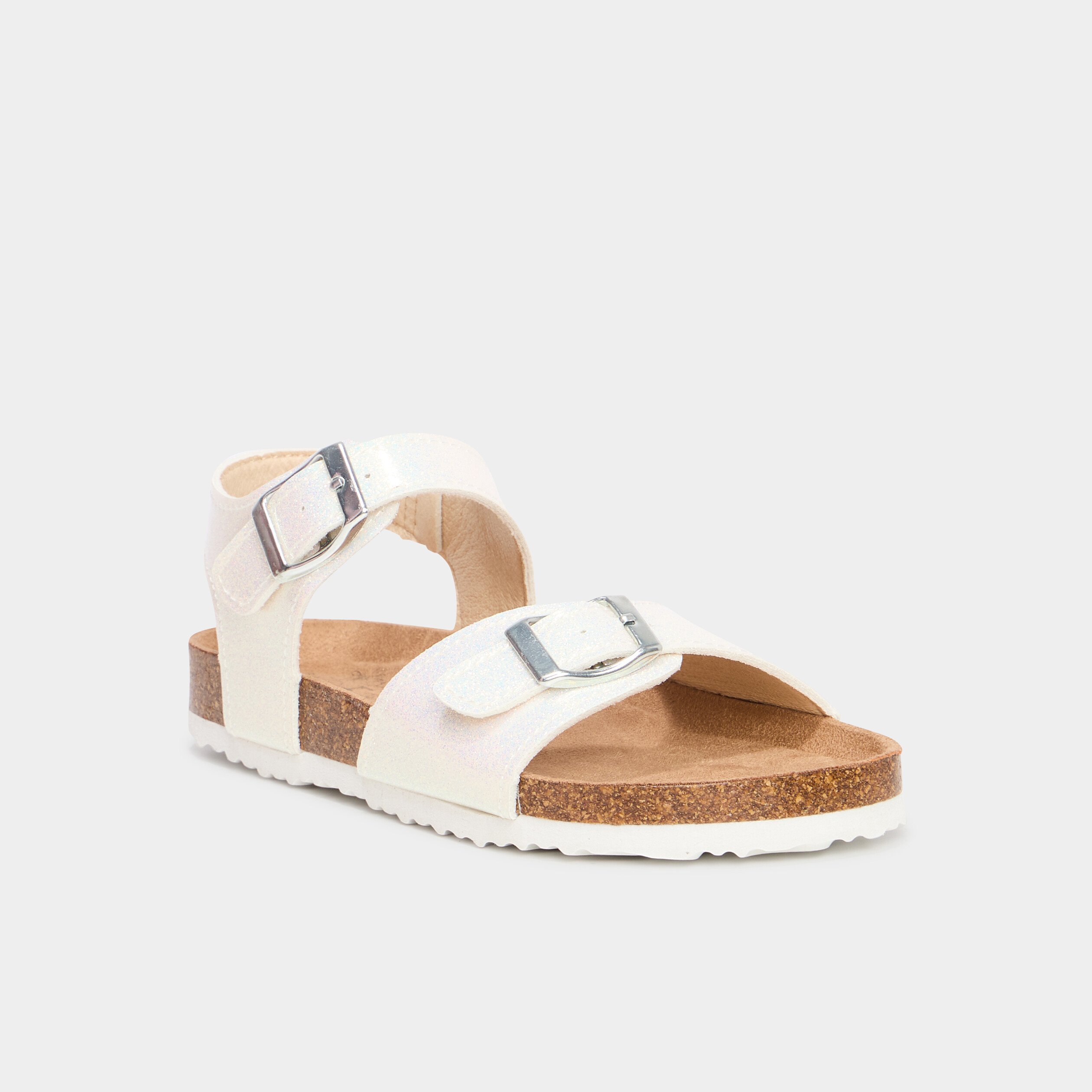 sandales plates avec boucles blanc fille Sandales plates avec boucles blanc fille