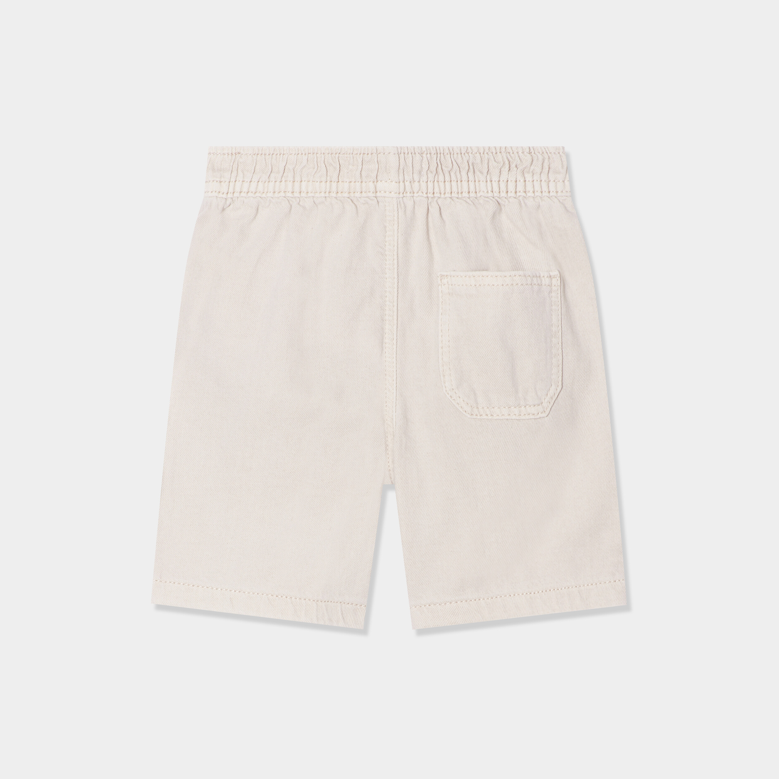 short coton taille elastiquee a cordons ecru bebeg Short coton taille élastiquée à cordons ecru bébé garçon