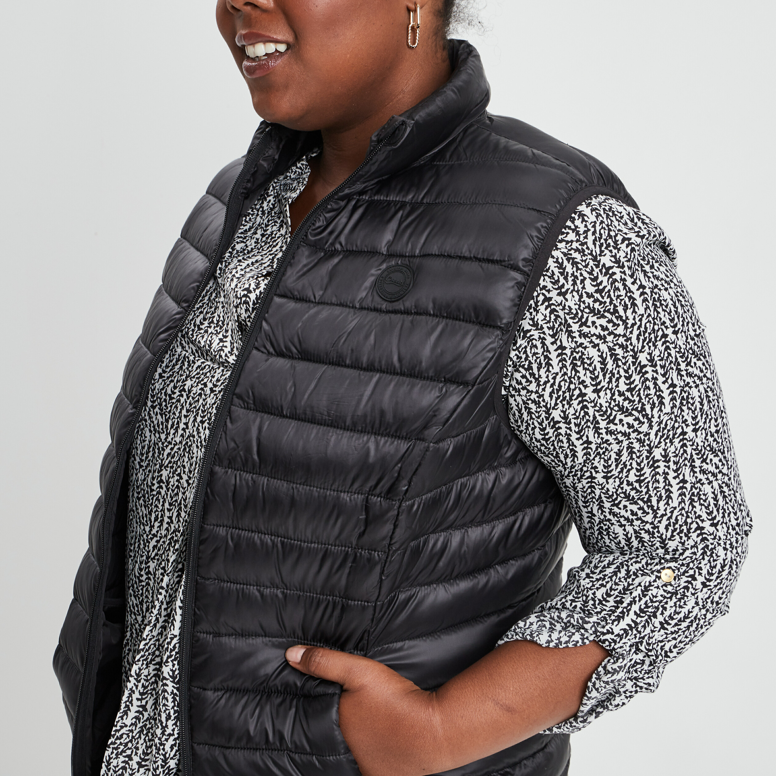doudoune legere droite deperlante noir femmegt Doudoune légère droite déperlante noir femme grande taille