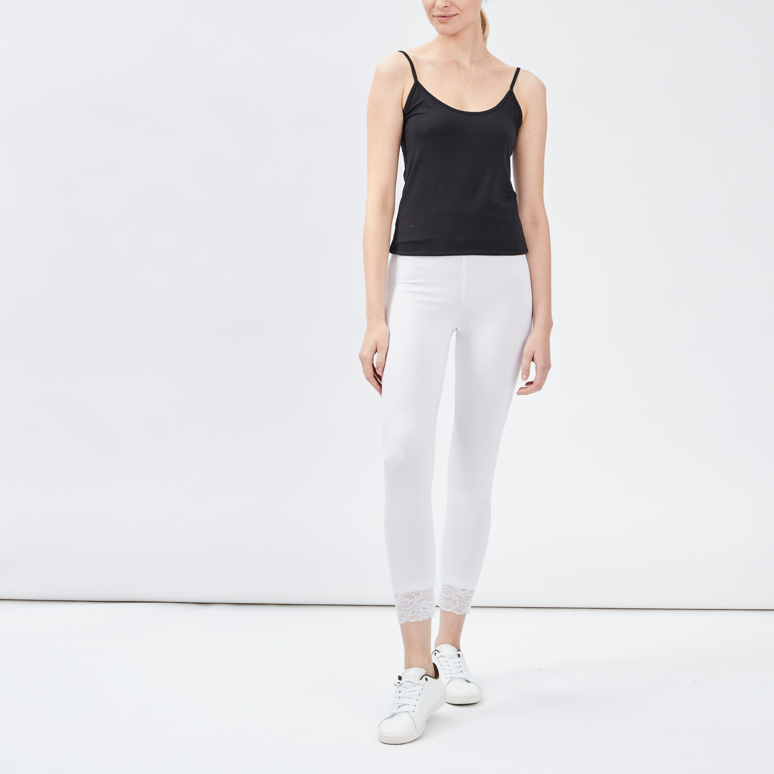 legging 78eme avec dentelle blanc femme Legging 7/8ème avec dentelle blanc femme