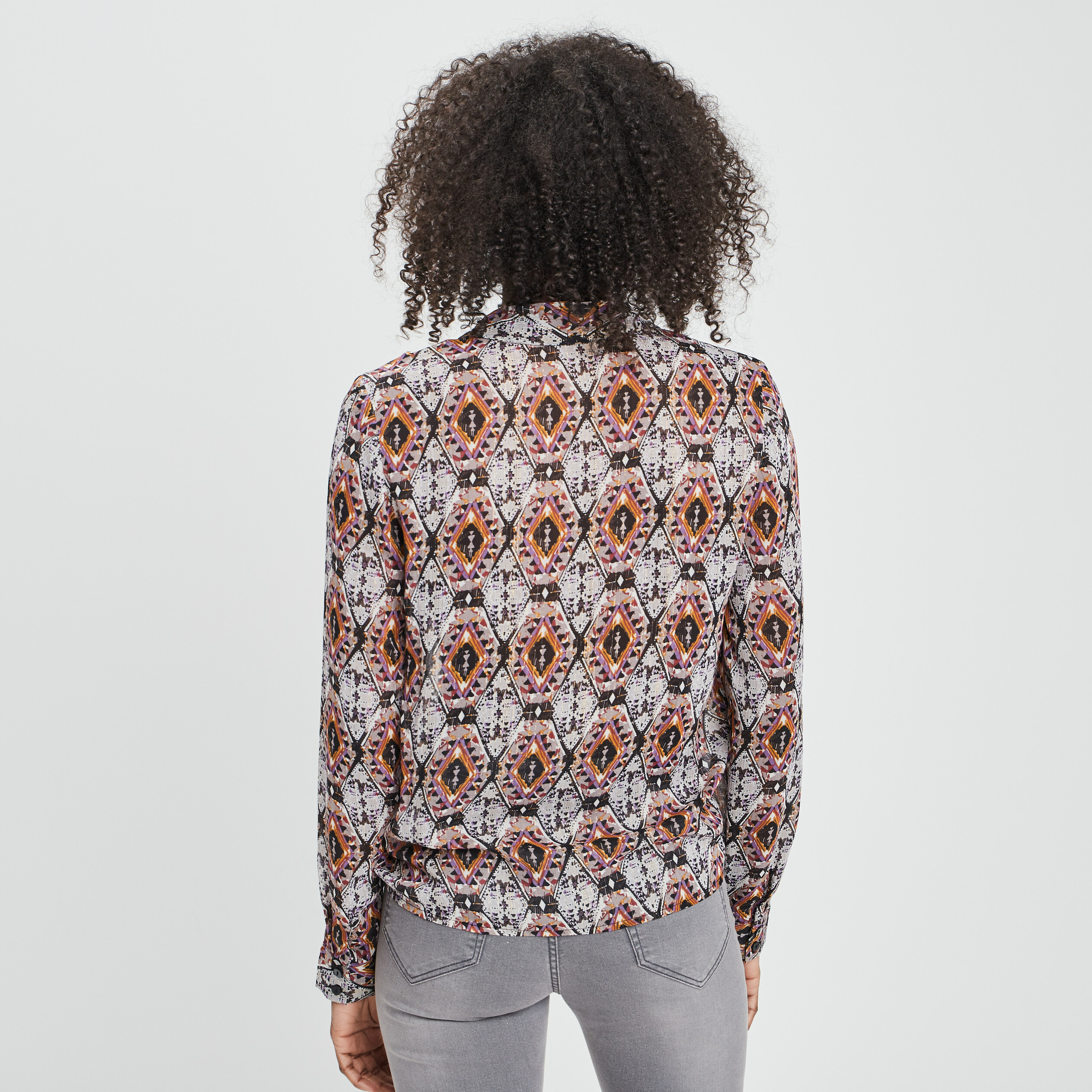 Chemise ajust&eacute;e manches longues ecru femme