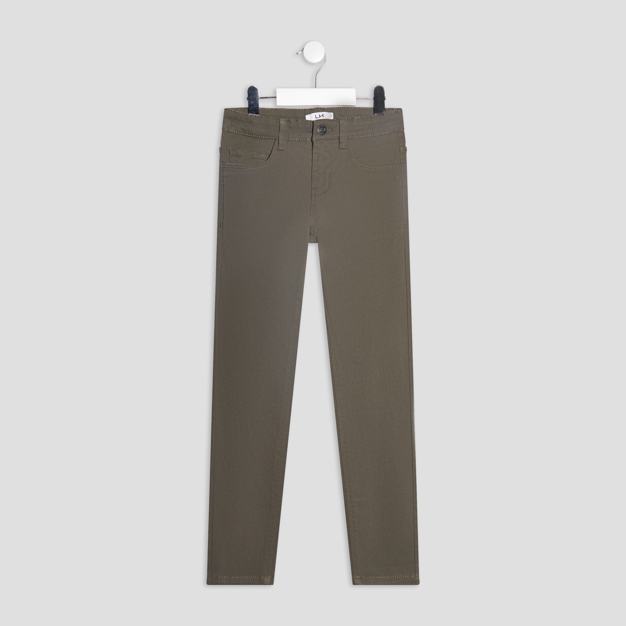 pantalon slim stretch taille ajustable vert kaki garcon Pantalon slim stretch taille ajustable vert kaki garçon