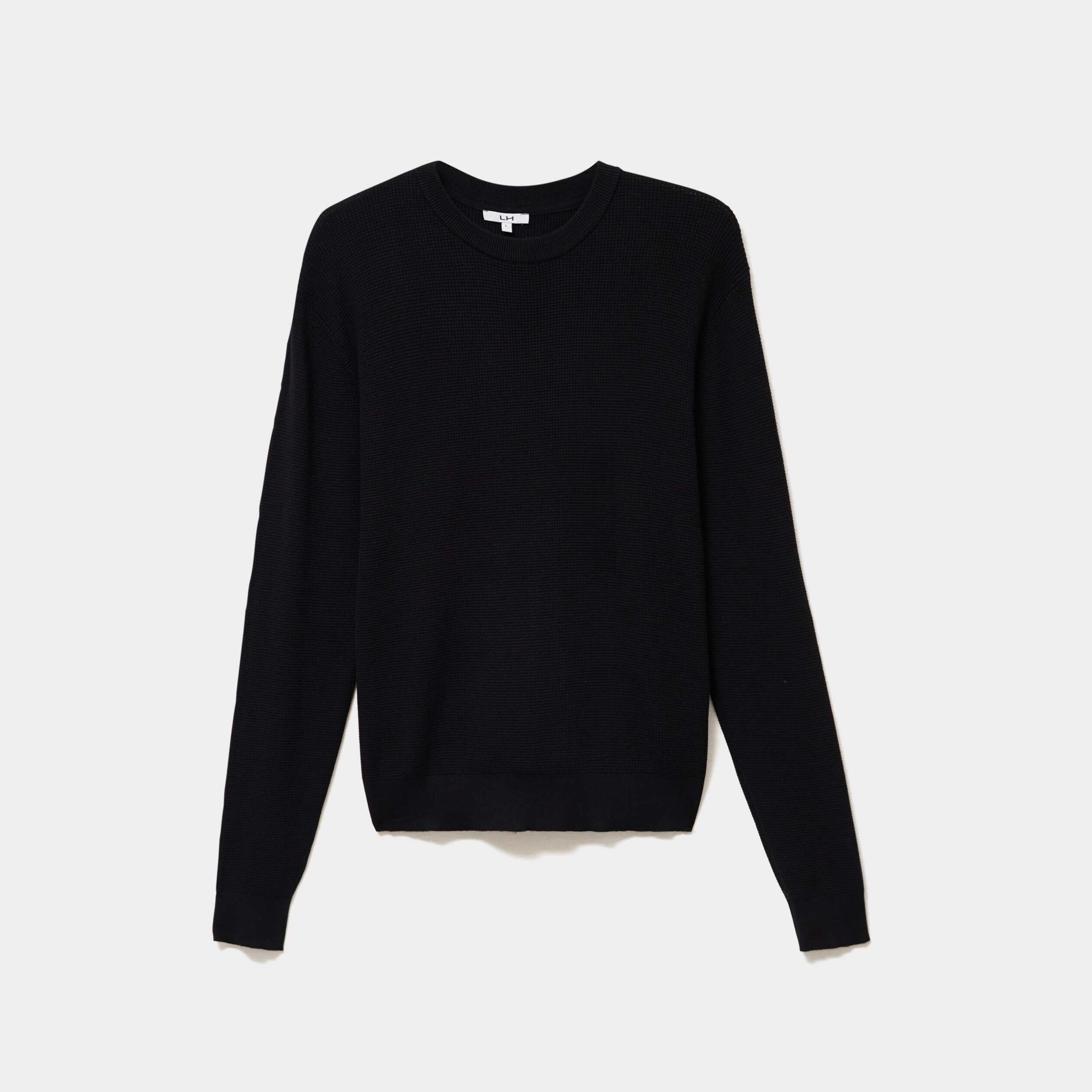Pull en maille textur&eacute;e col rond noir homme