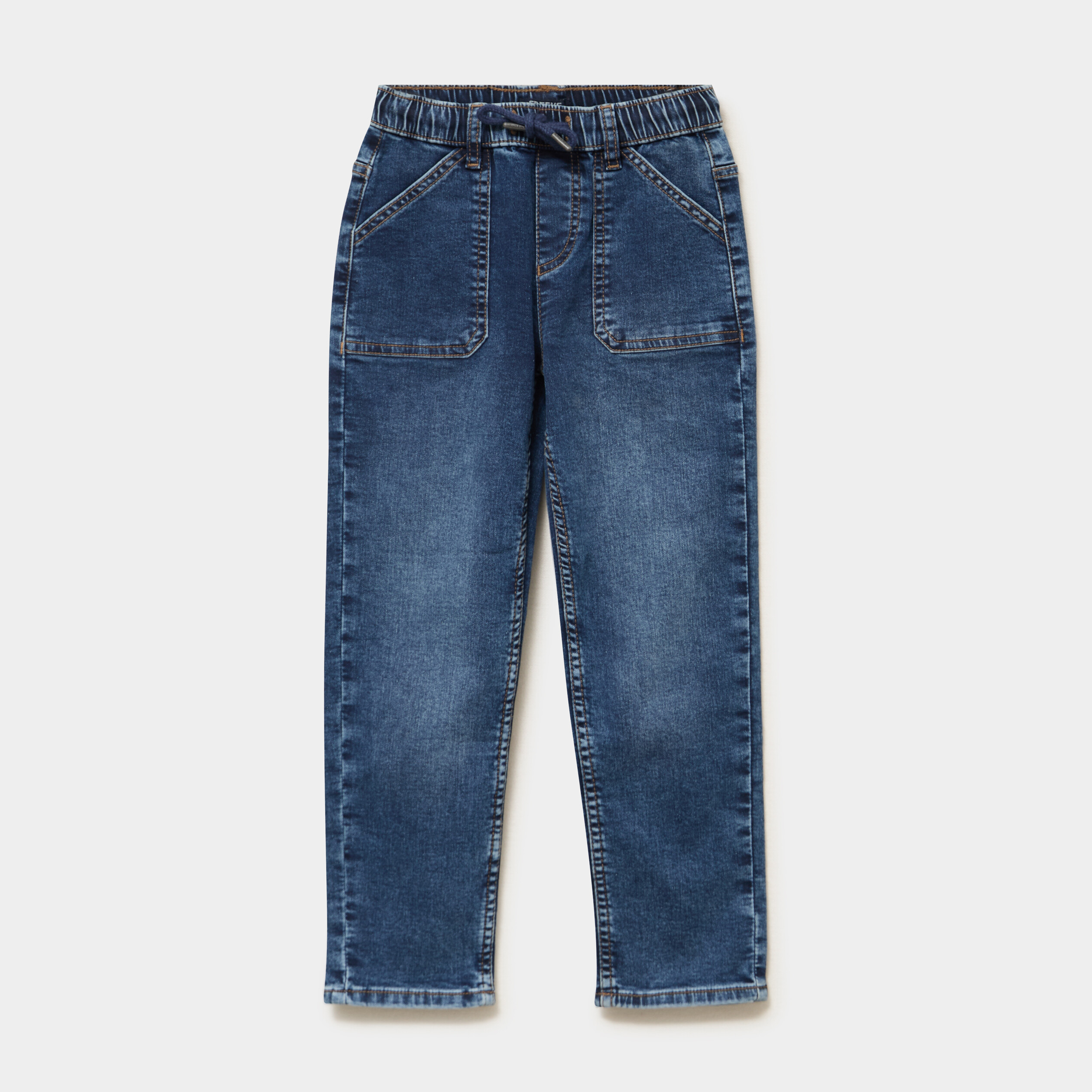 Jeans jogger droit taille &eacute;lastiqu&eacute;e denim stone gar&ccedil;on