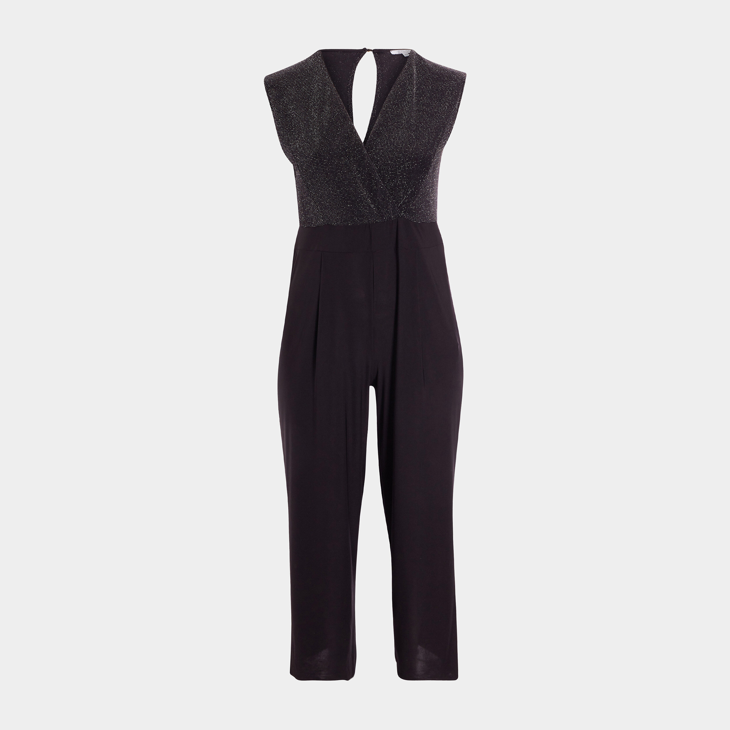 combinaison pantalon col cache coeur noir femmegt Combinaison pantalon col cache-coeur noir femme grande taille