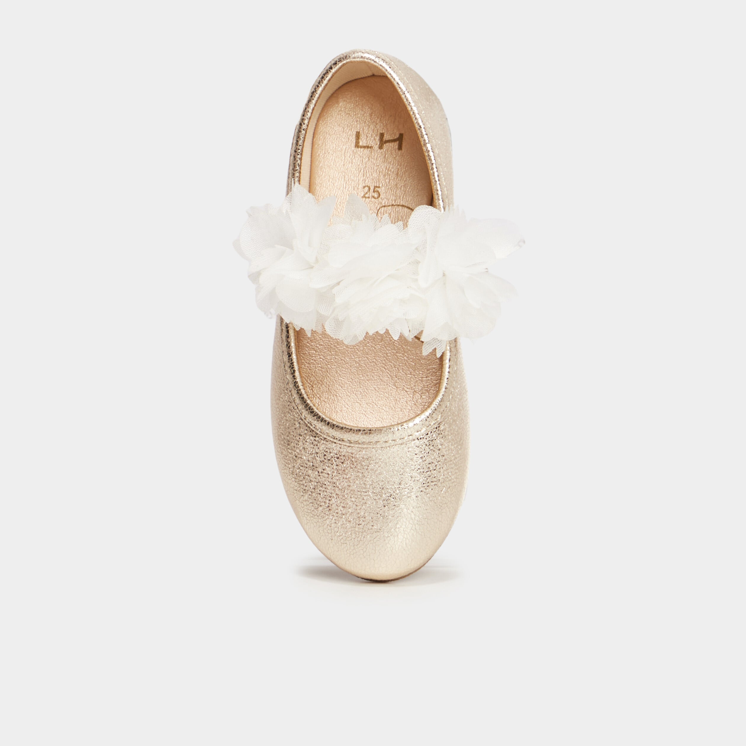 Ballerines c&eacute;r&eacute;monie d&eacute;tails fleurs jaune or fille