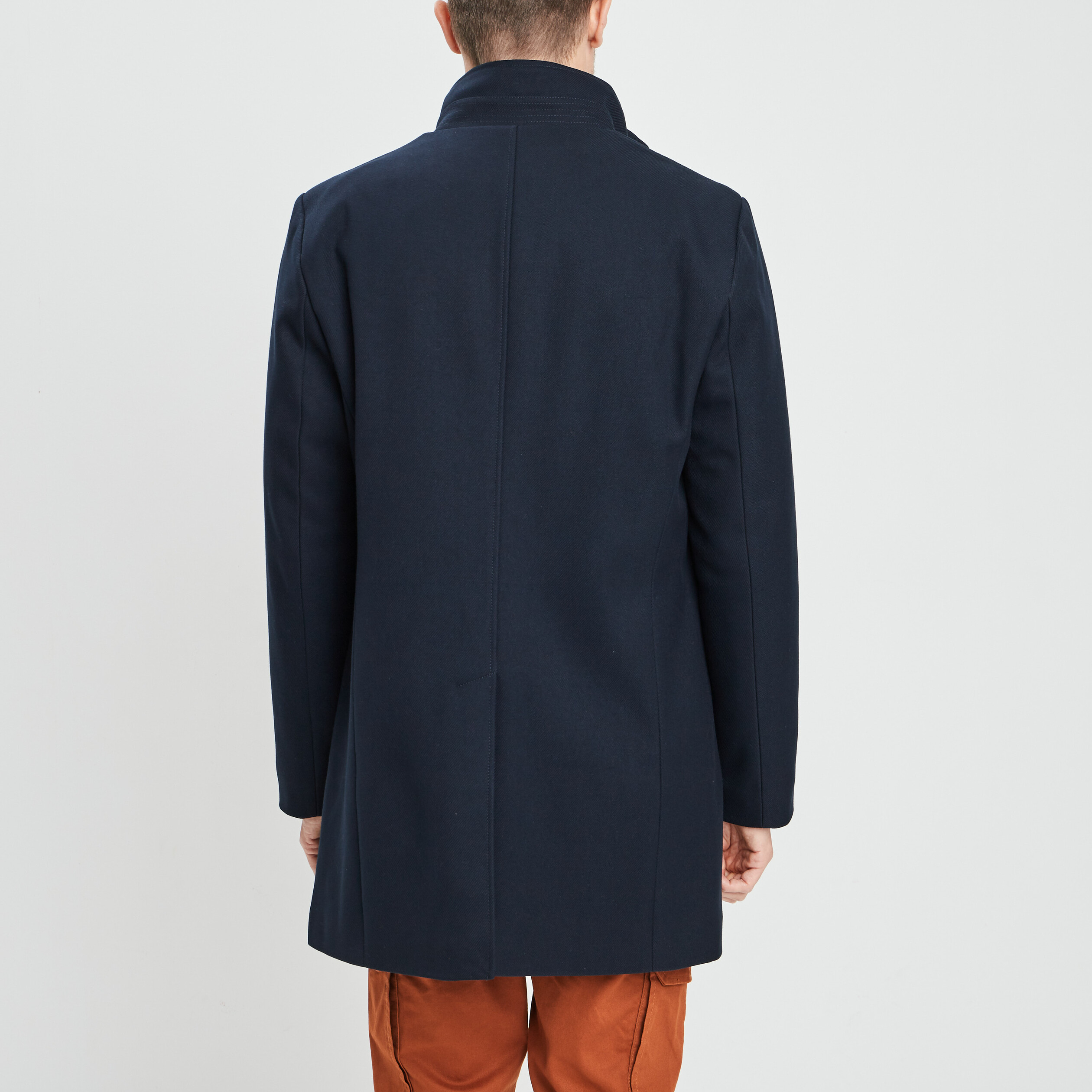 Manteau mi long col montant bleu marine homme