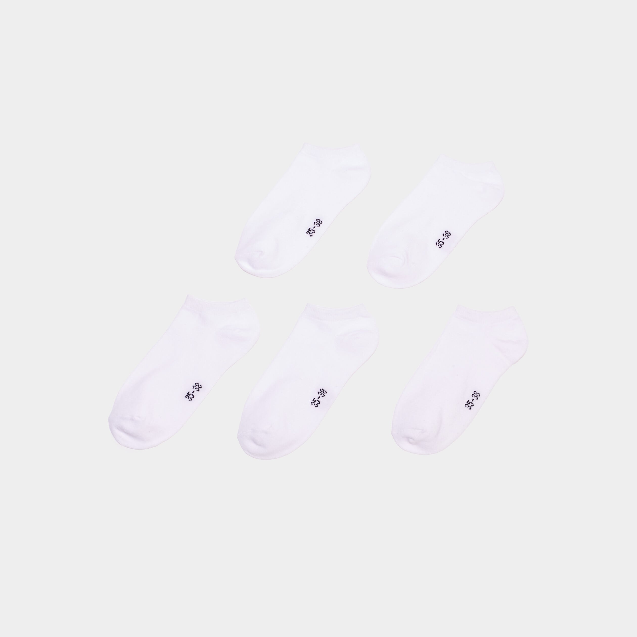 Lot 5 paires chaussettes invisibles blanc mixte