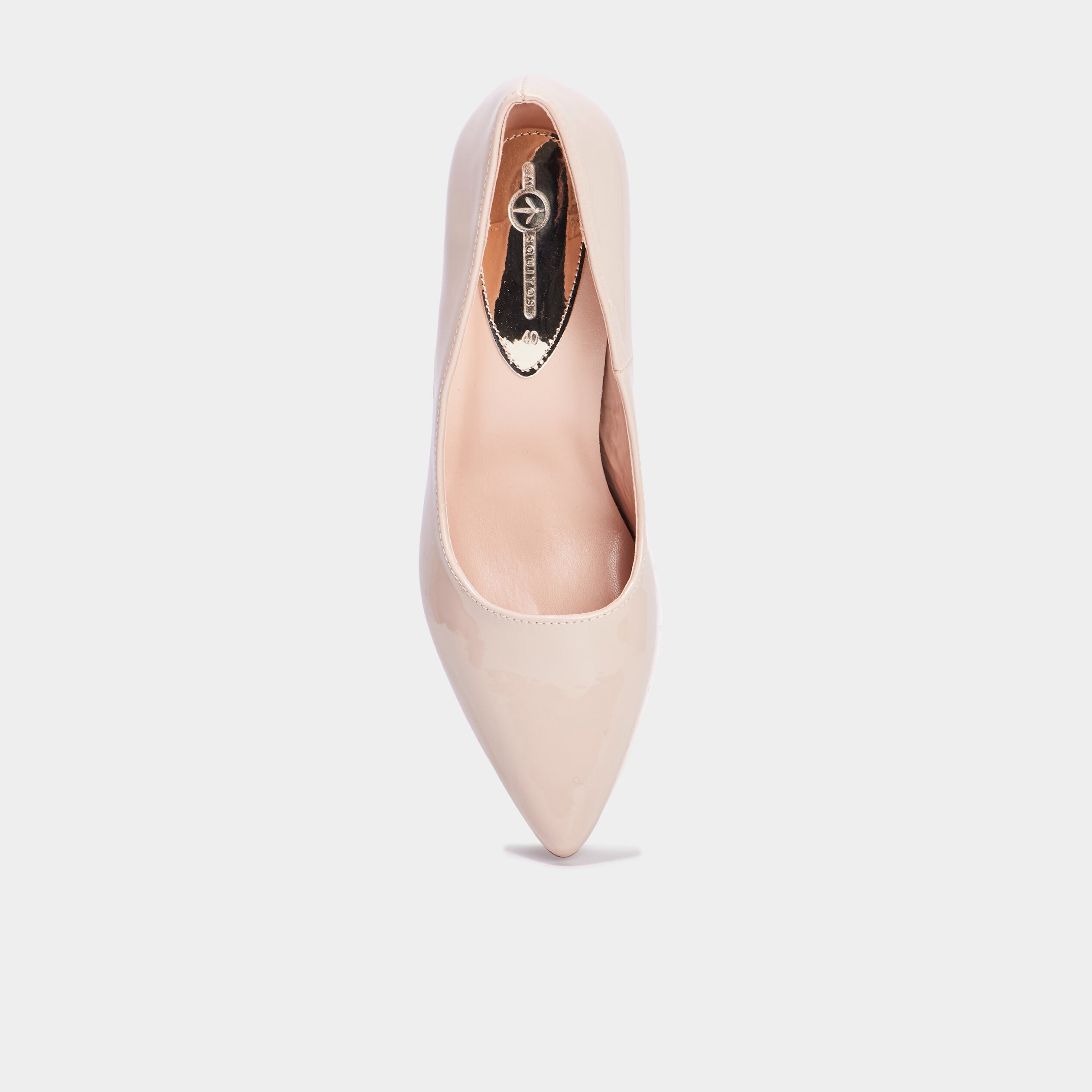 Escarpins vernis &agrave; talons beige femme
