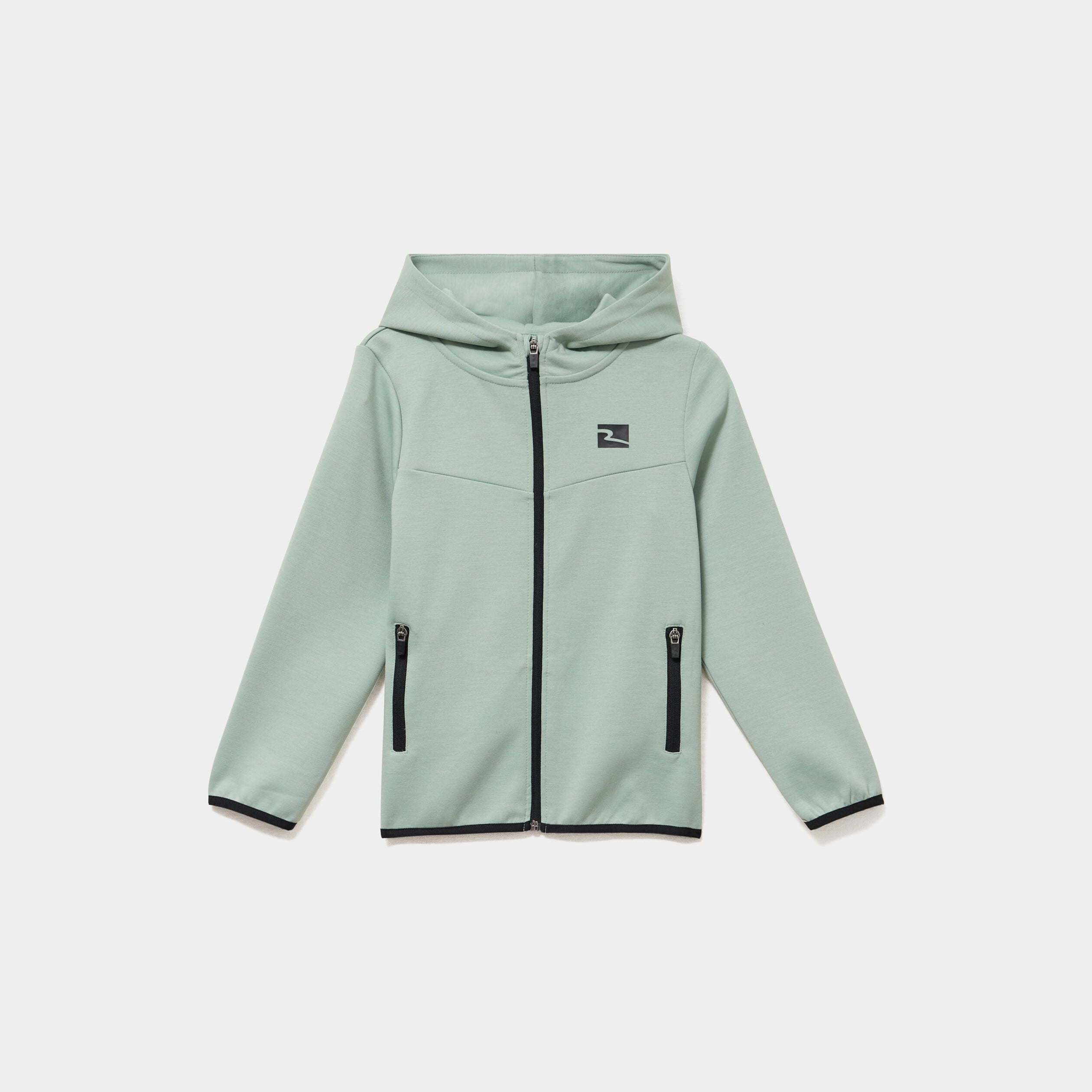 Sweat zipp&eacute; &agrave; capuche vert pastel gar&ccedil;on