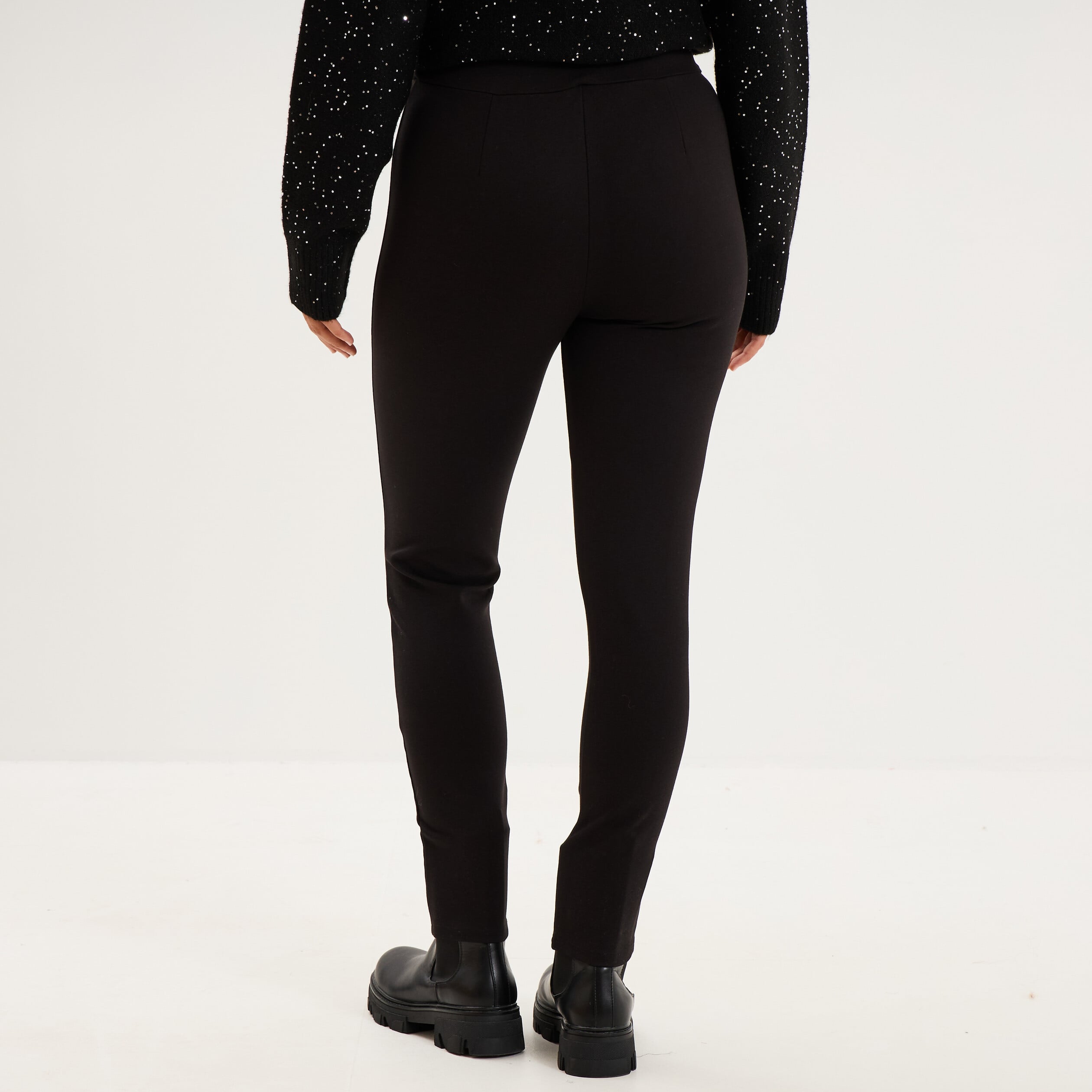 Legging stretch avec boutons noir femme