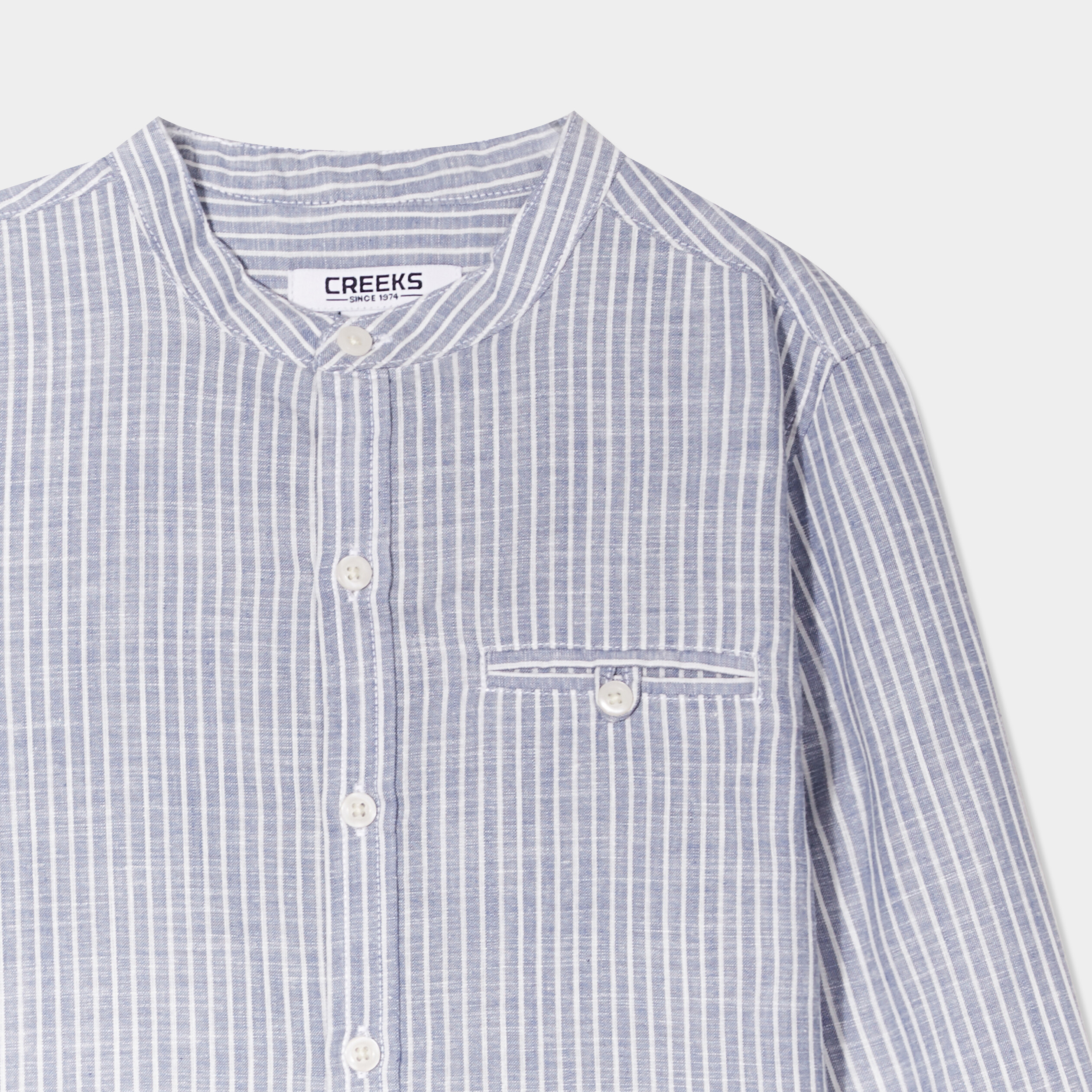 chemise col mao manches longues creeks gris clair garcon Chemise col mao manches longues Creeks gris clair garçon